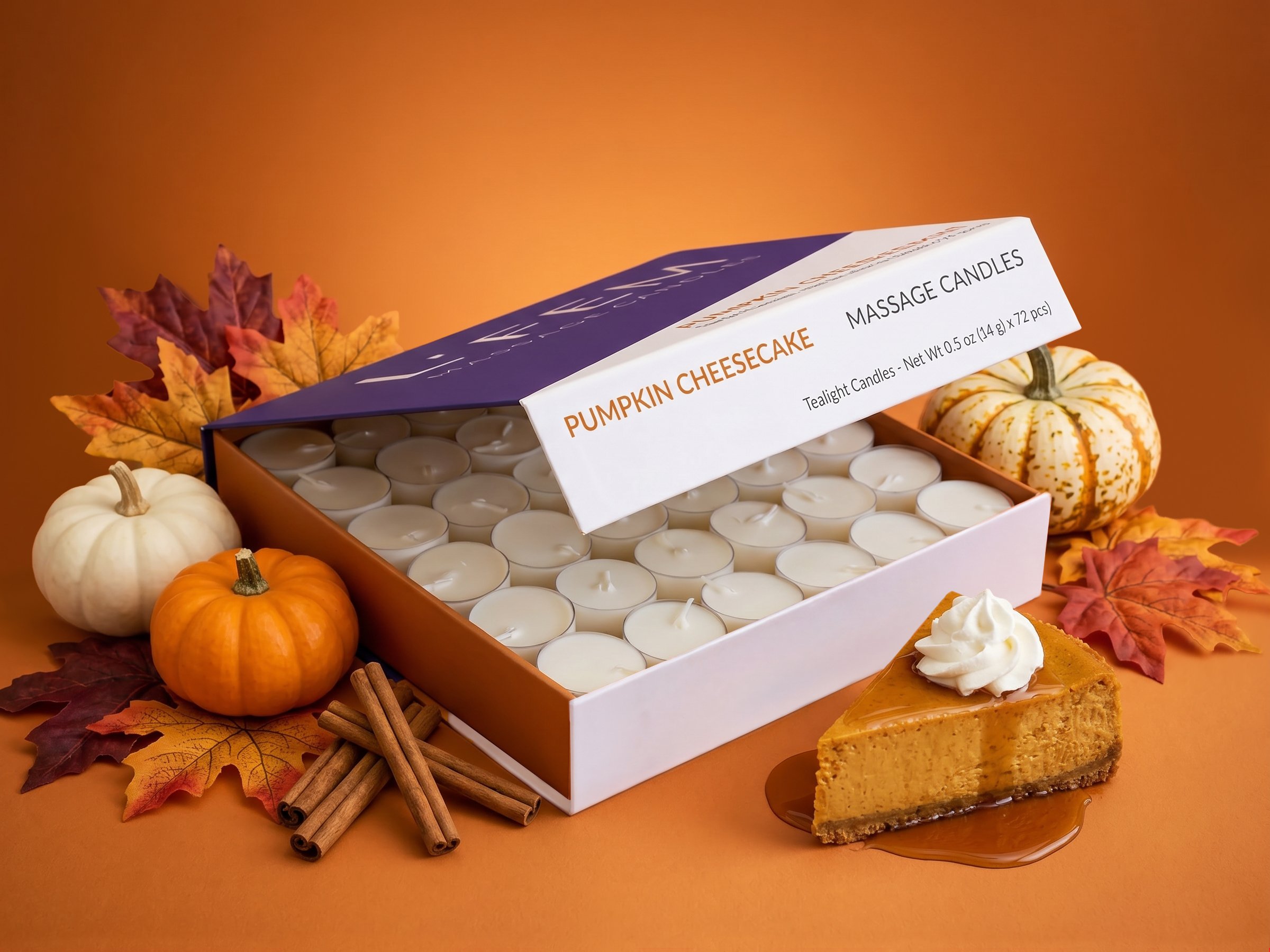 Pumpkin Cheesecake Tealight Massage Candles - 72 pack