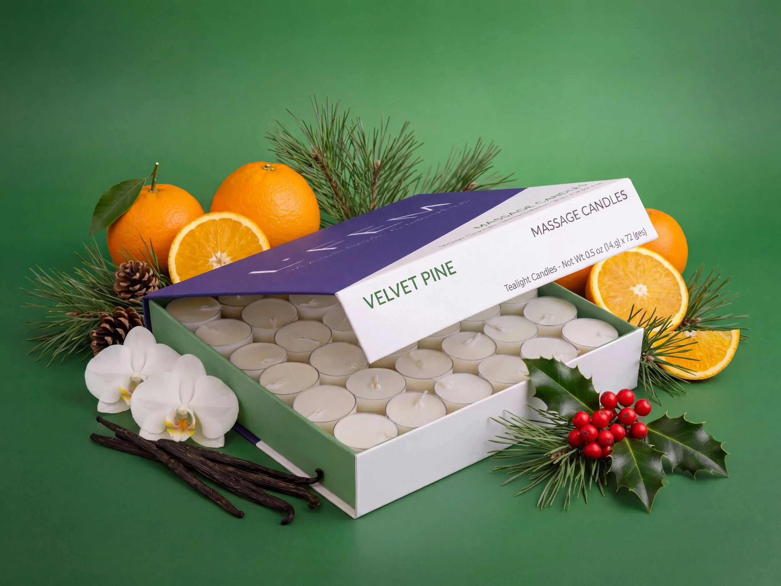 Velvet Pine Tealight Massage Candles - 72 pack