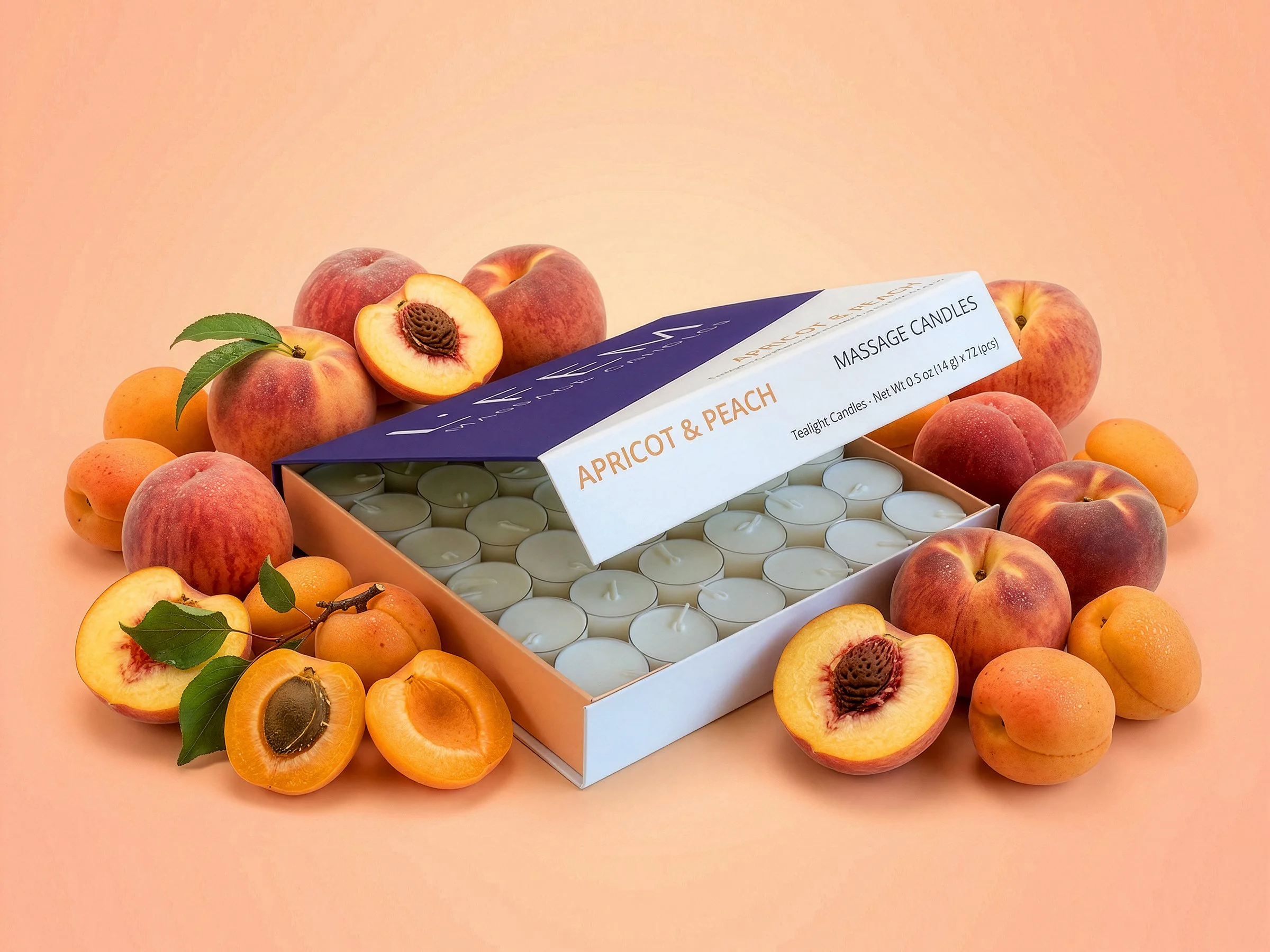 Apricot & Peach Tealight Massage Candles - 72 pack