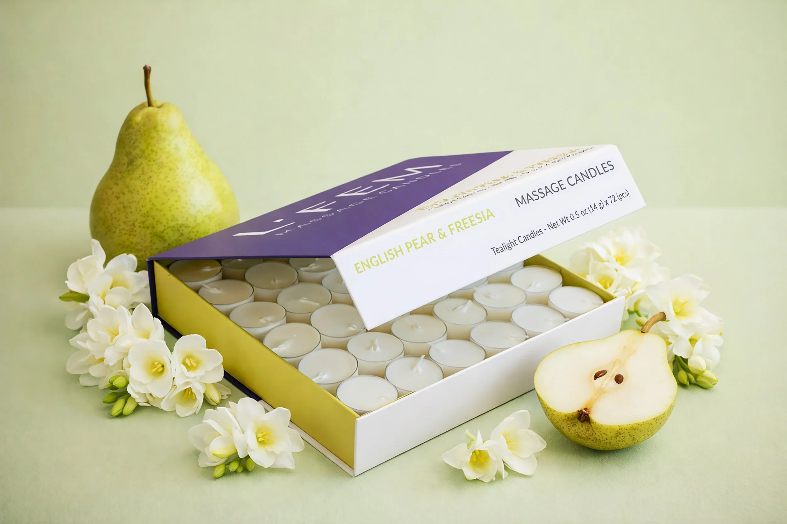 English Pear & Freesia Massage Tealight Candles - 72 pack