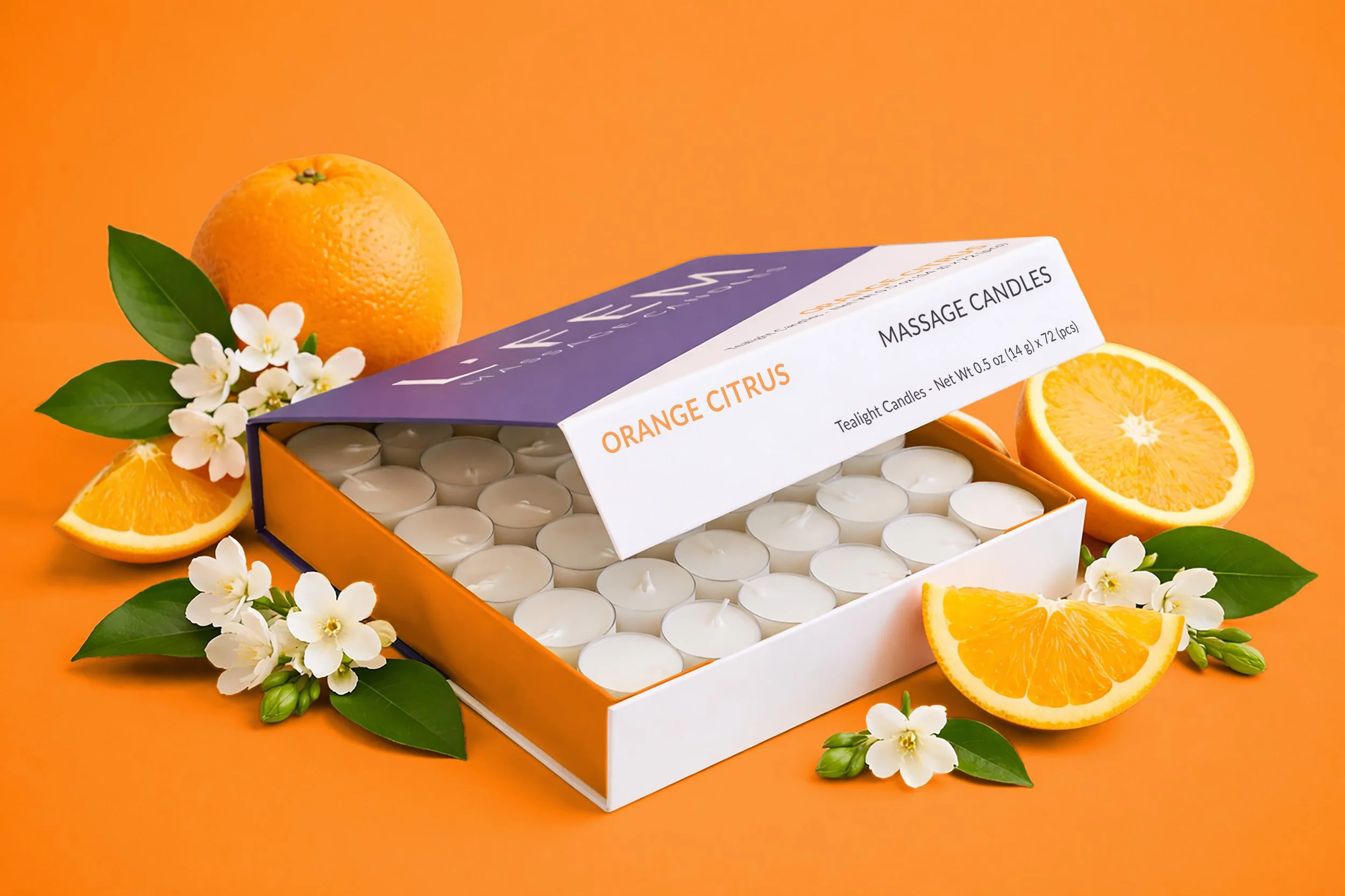 Orange Citrus Tealight Massage Candles - 72 Pack