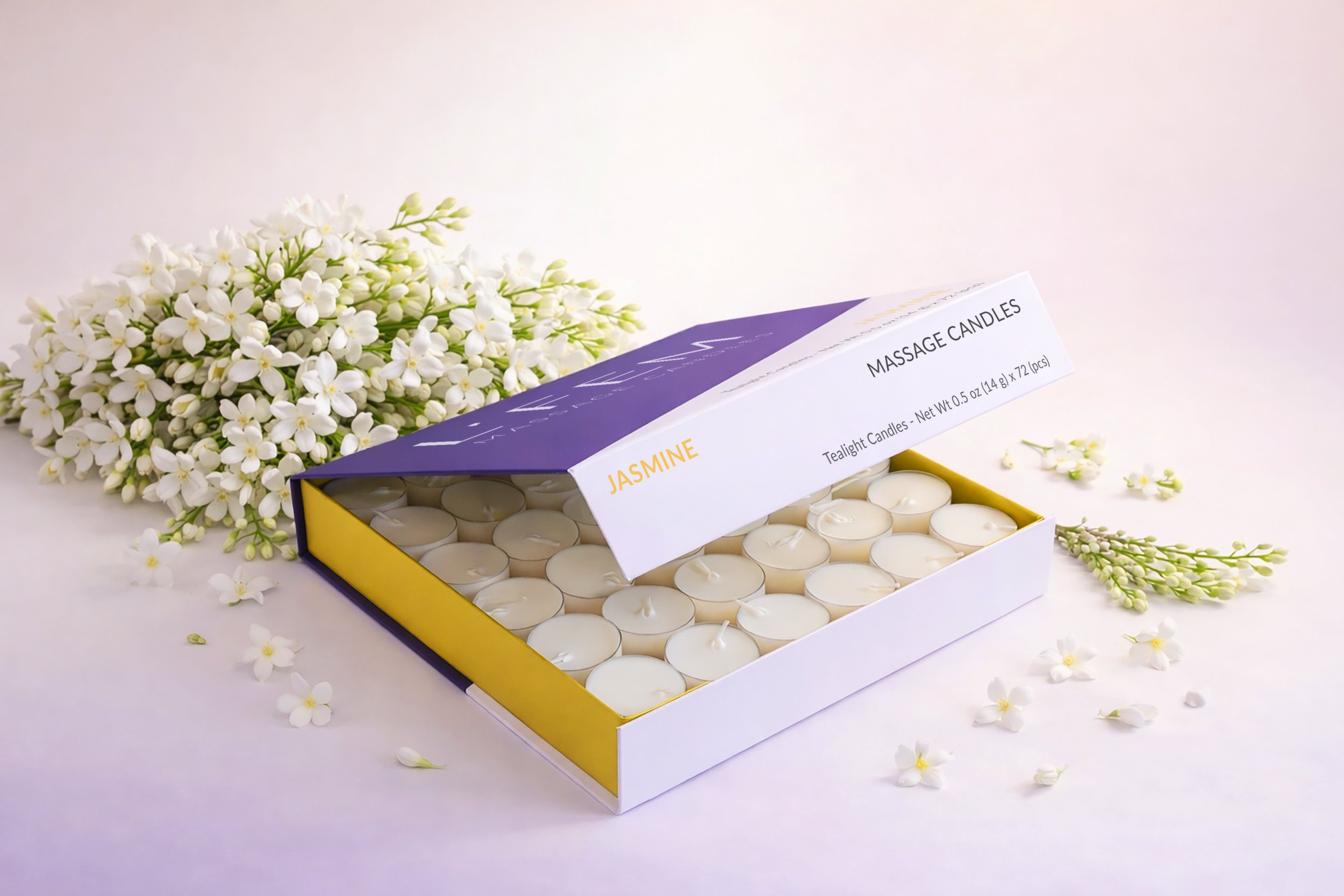 Jasmine Massage Tealight Candles - 72 pack