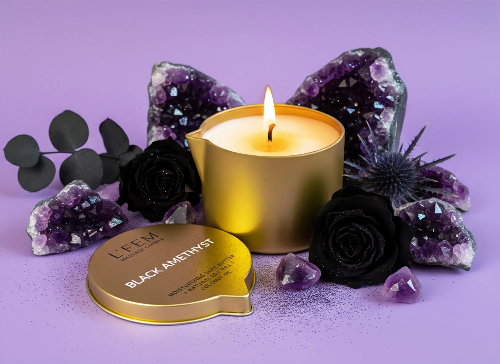Black Amethyst Massage Candle - 8oz