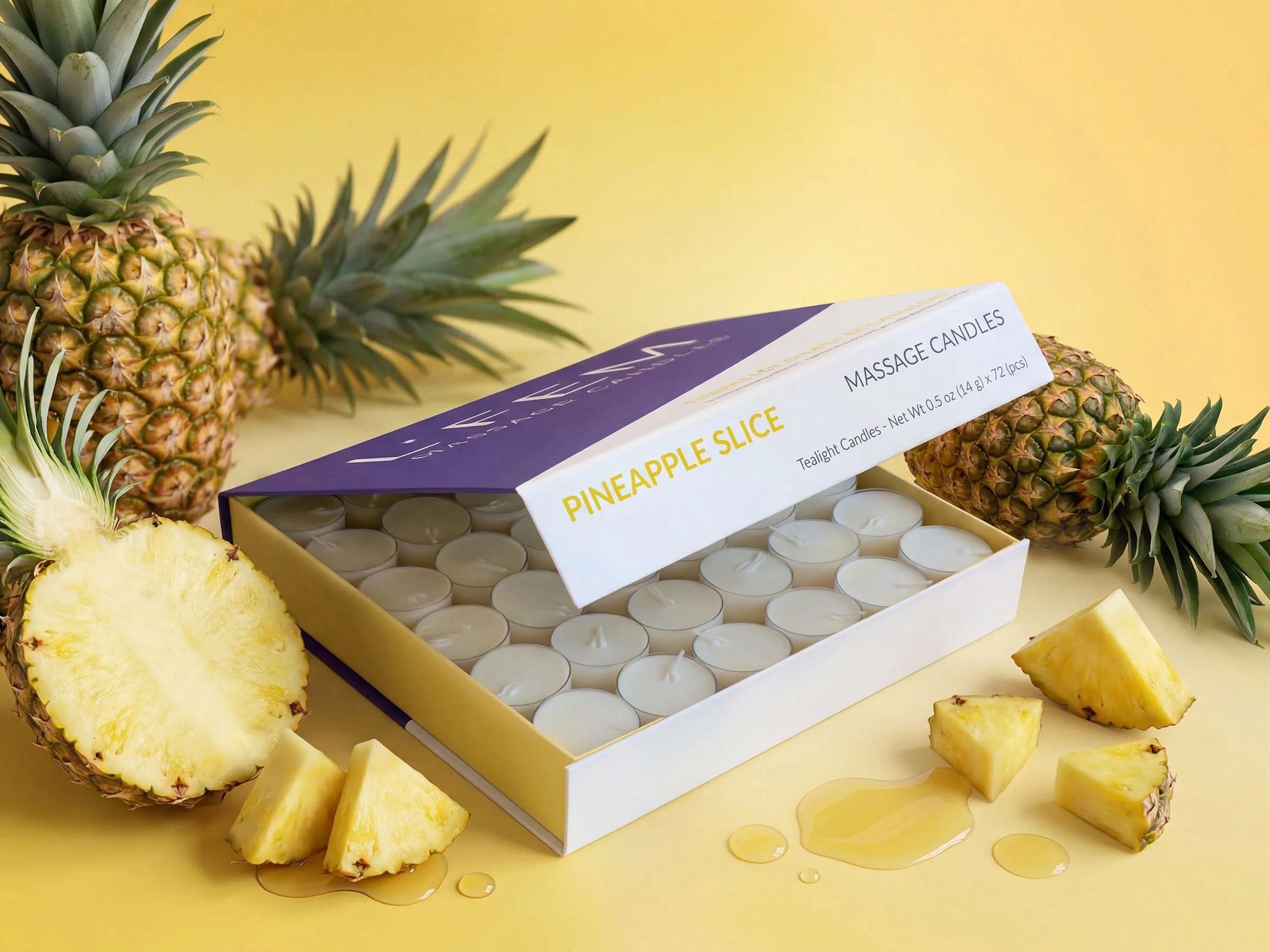 Pineapple Slice Tealight Massage Candles - 72 Pack