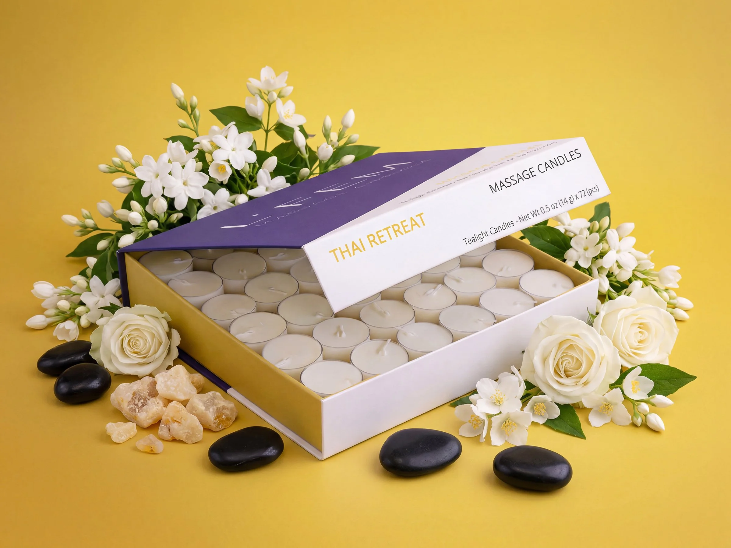 Thai Retreat Tealight Massage Candles - 72 pack