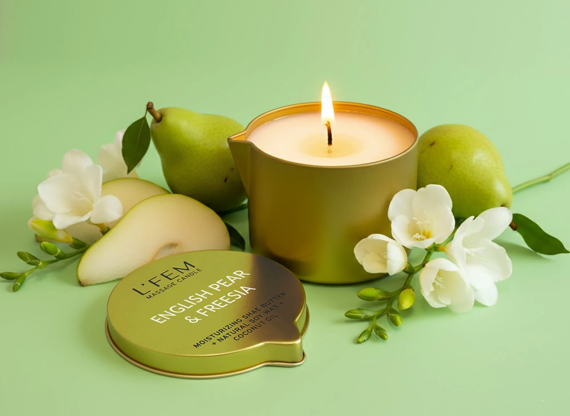 English Pear and Freesia Massage Candle - 8oz