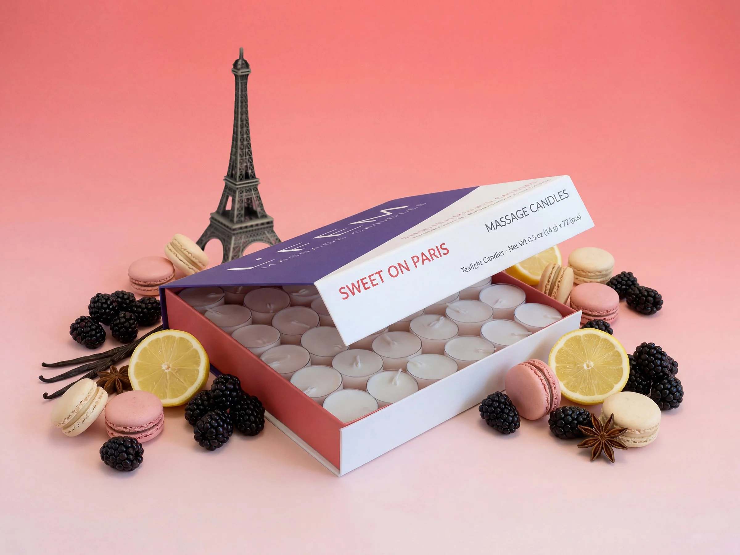 Sweet on Paris Tealight Massage Candles - 72 pack