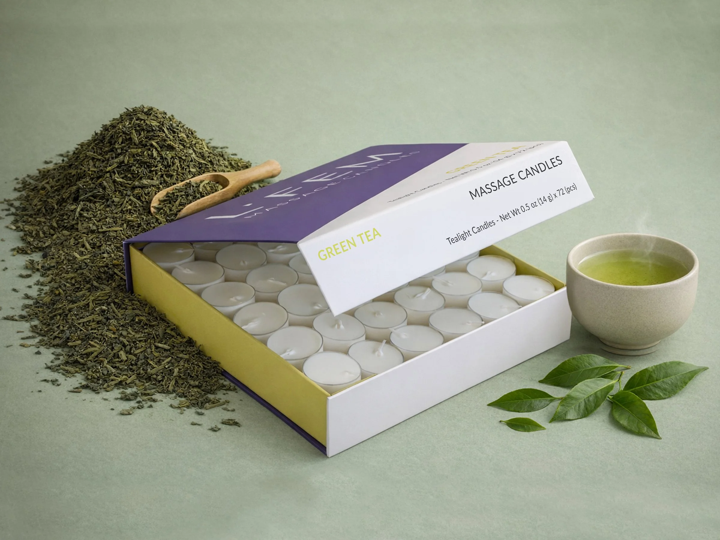 Green Tea Tealight Massage Candles - 72 pack