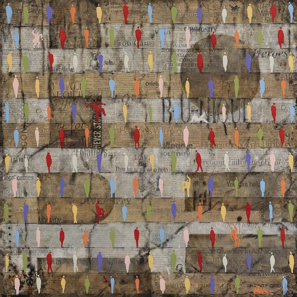 HOPE - 24" x 24" x 1 1/2" (60.96 x 60.96 x 3.8 cm), mixed media on gallery canvas - $1,200