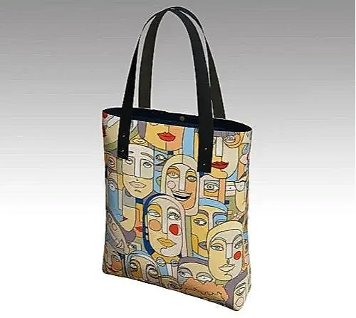 Faces market tote bag back