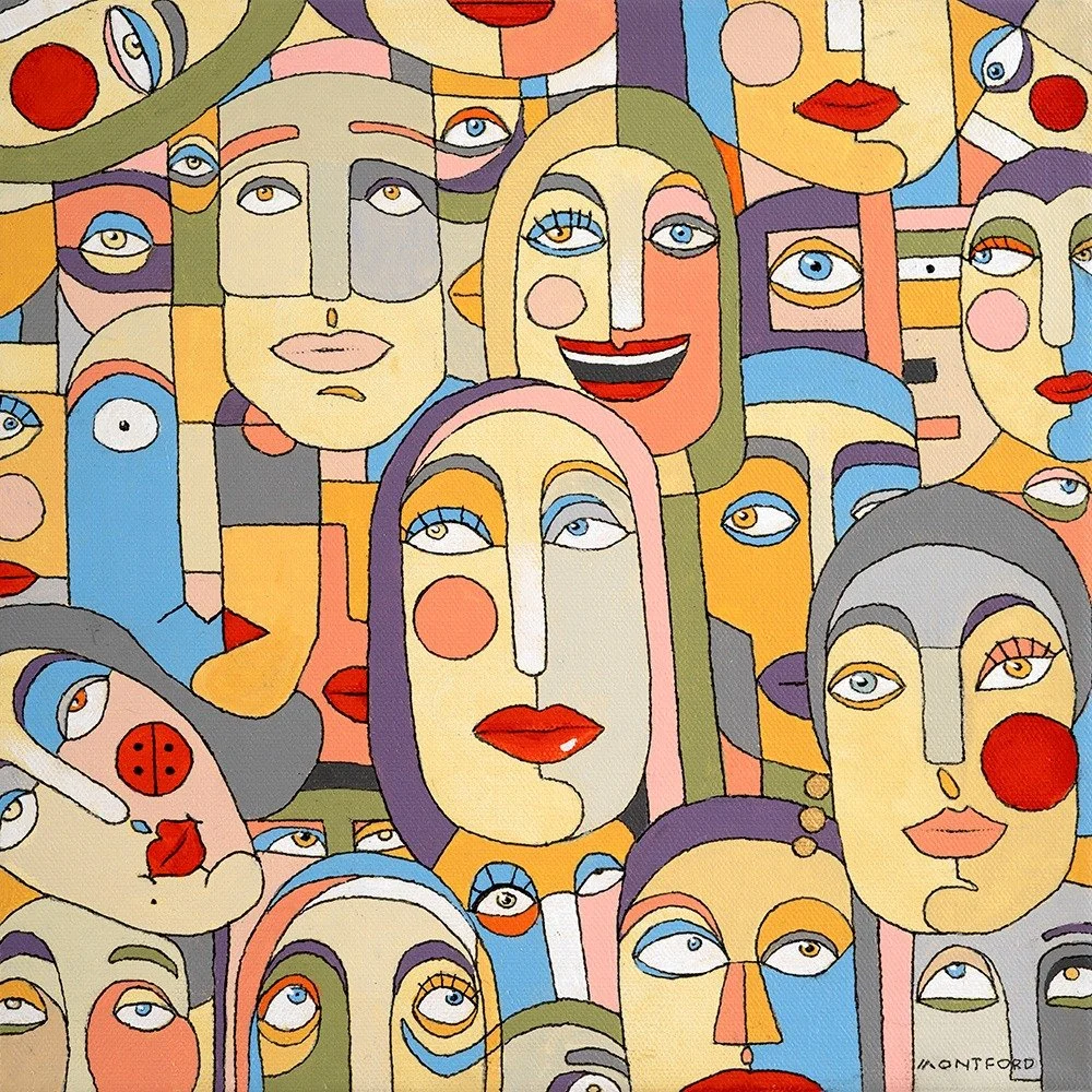 FACE TO FACE - 12" x 12" x 1.5" (30.48 x 30.48 x 3.81 cm), acrylic on gallery wrapped canvas - (SOLD ON COMMISSION)