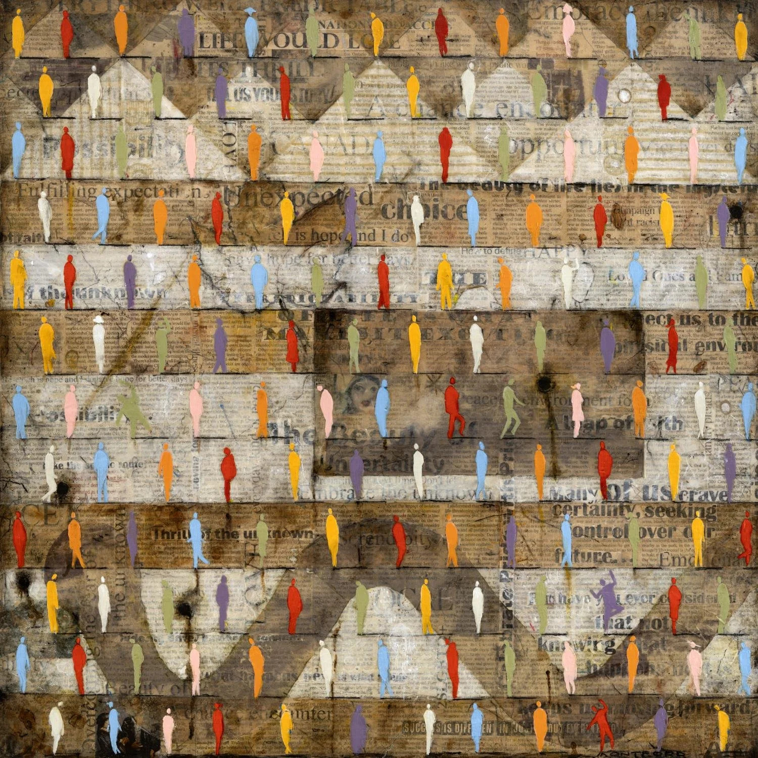 EMBRACE LIFE'S UNCERTAINTY - 24" x 24" x 1 1/2" (60.96 x 60.96 x 3.8 cm), mixed media on cradled wood panel - $1,200