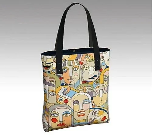Faces market tote bag front