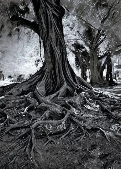 Earlier black and white version of the tree