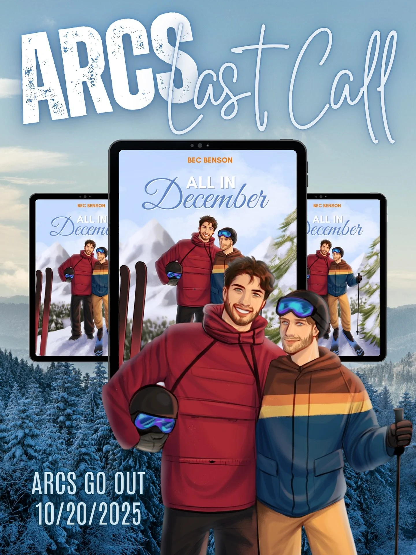 FINAL CALL 📣  ARCs go out Monday, and the form closes tomorrow!

ARC sign ups 👉 https://forms.gle/o8iKY4s7uLxKDdbLA 

Excited for Nash &amp; Caleb&rsquo;s story to be out in the world soon. You can also pre-order some of their swag from the website