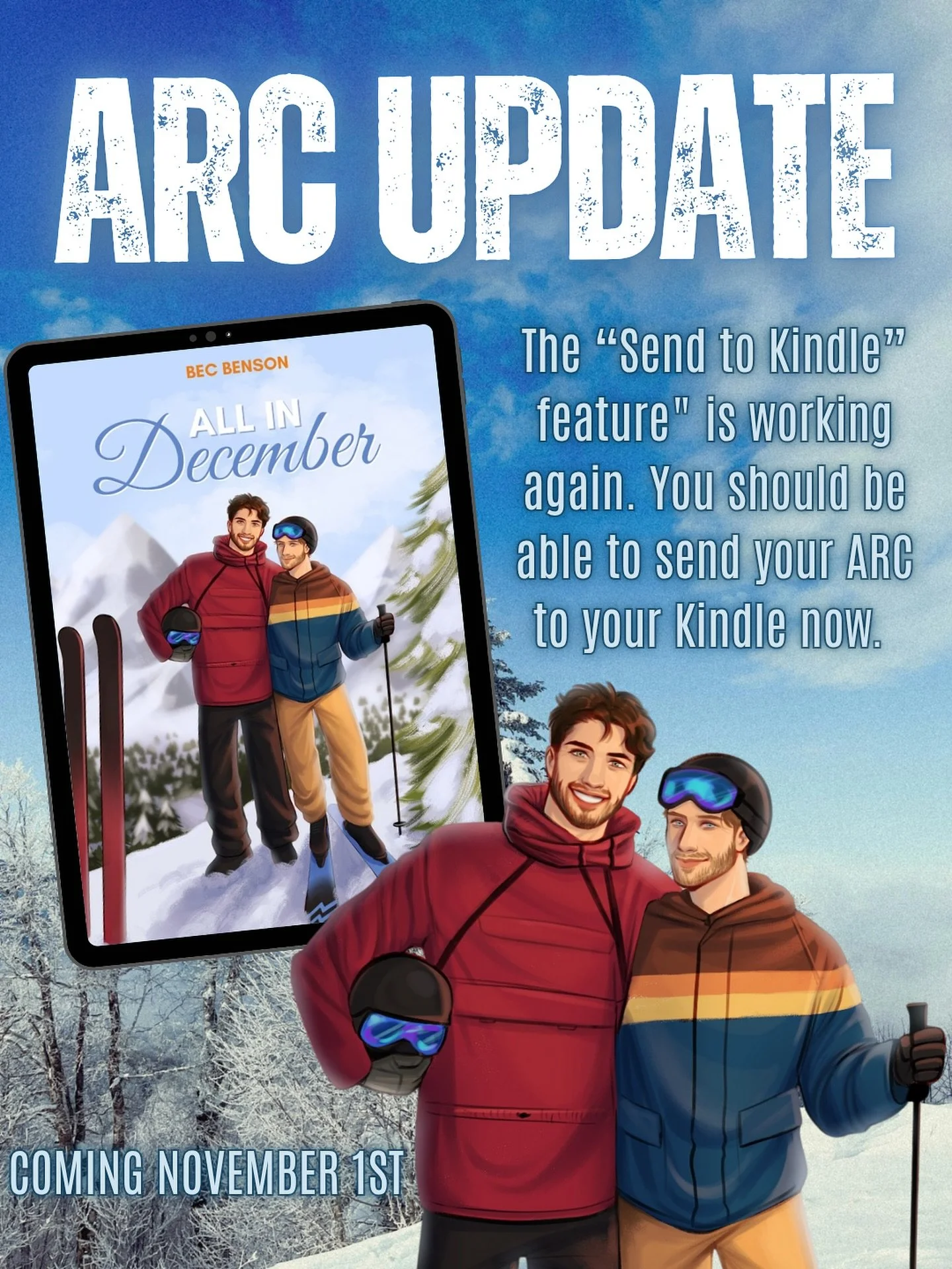 Sent ARCs yesterday before I realized Amazon was having a melt down, but everything should be fixed now and you should be able to send the ARCs to your kindle!

Thank you to everyone who is excited to read Nash &amp; Caleb&rsquo;s story! ❤️