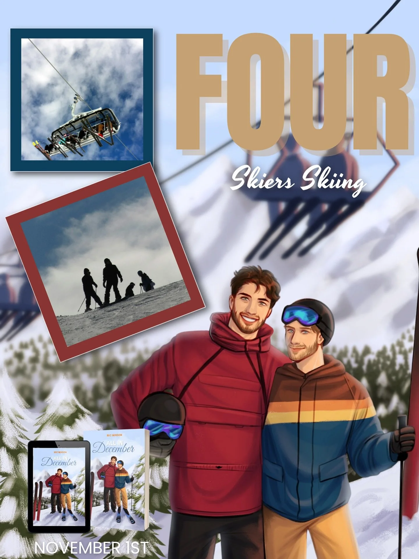 4 DAYS UNTIL ALL IN DECEMBER IS LIVE 🎉🎉

If you&rsquo;re eager to jump into the Christmas spirit now, you can purchase the ebook directly on my site for $3.99 with a bonus chapter &amp; NSFW art in the back!

❄️ single dads x2
🎿 Christmas + winter