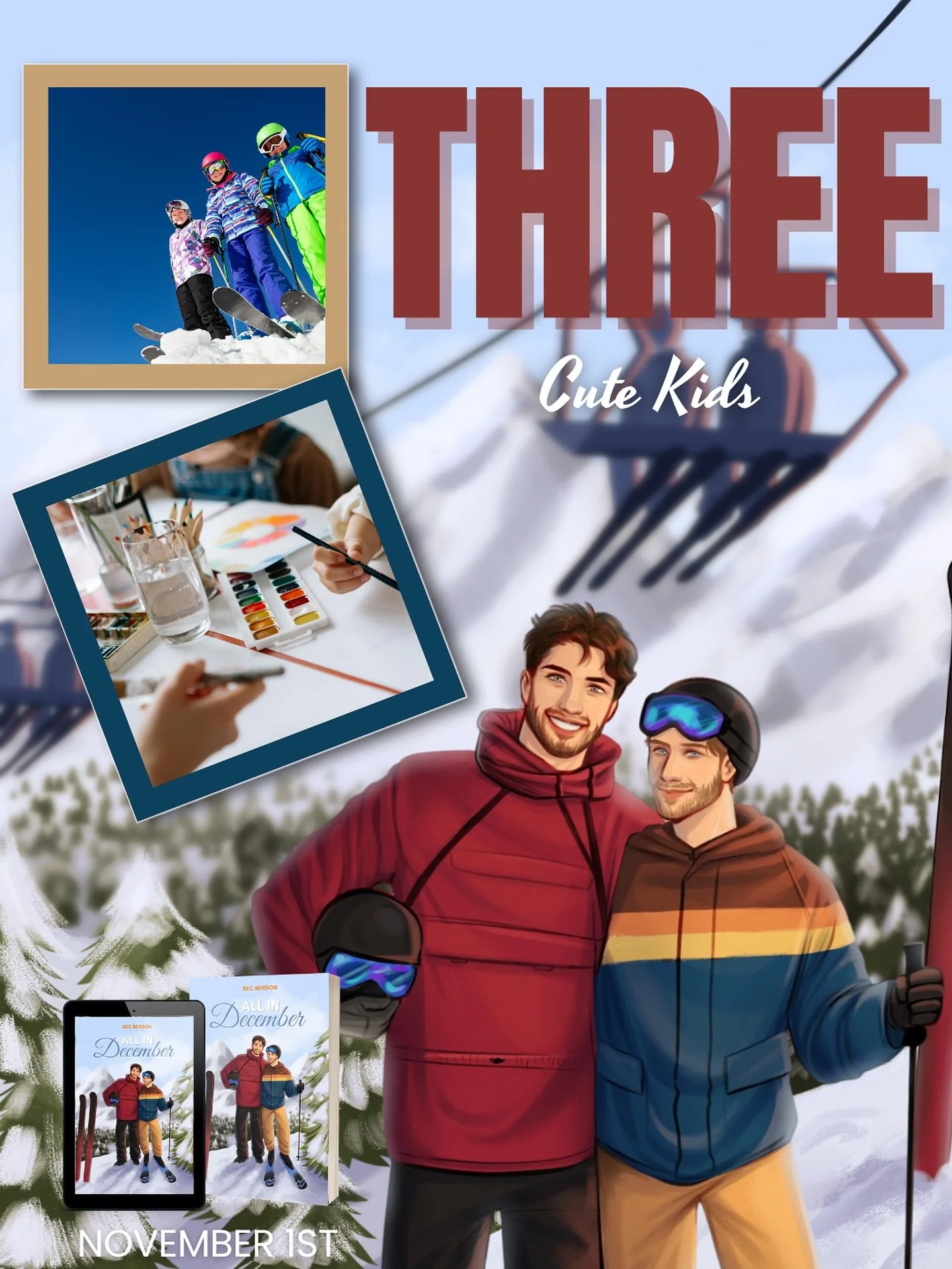 3 Days! &amp; updated tropes per my reviewers (this was actually fun to put together lol): 

❄️ like no angst 
🎿 fast paced 
❄️ insta love
🎿 touch starved 
❄️ adorable kids 
🎿 the spice is spicing!
❄️ toothache inducing sweetness 
🎿 first times 
