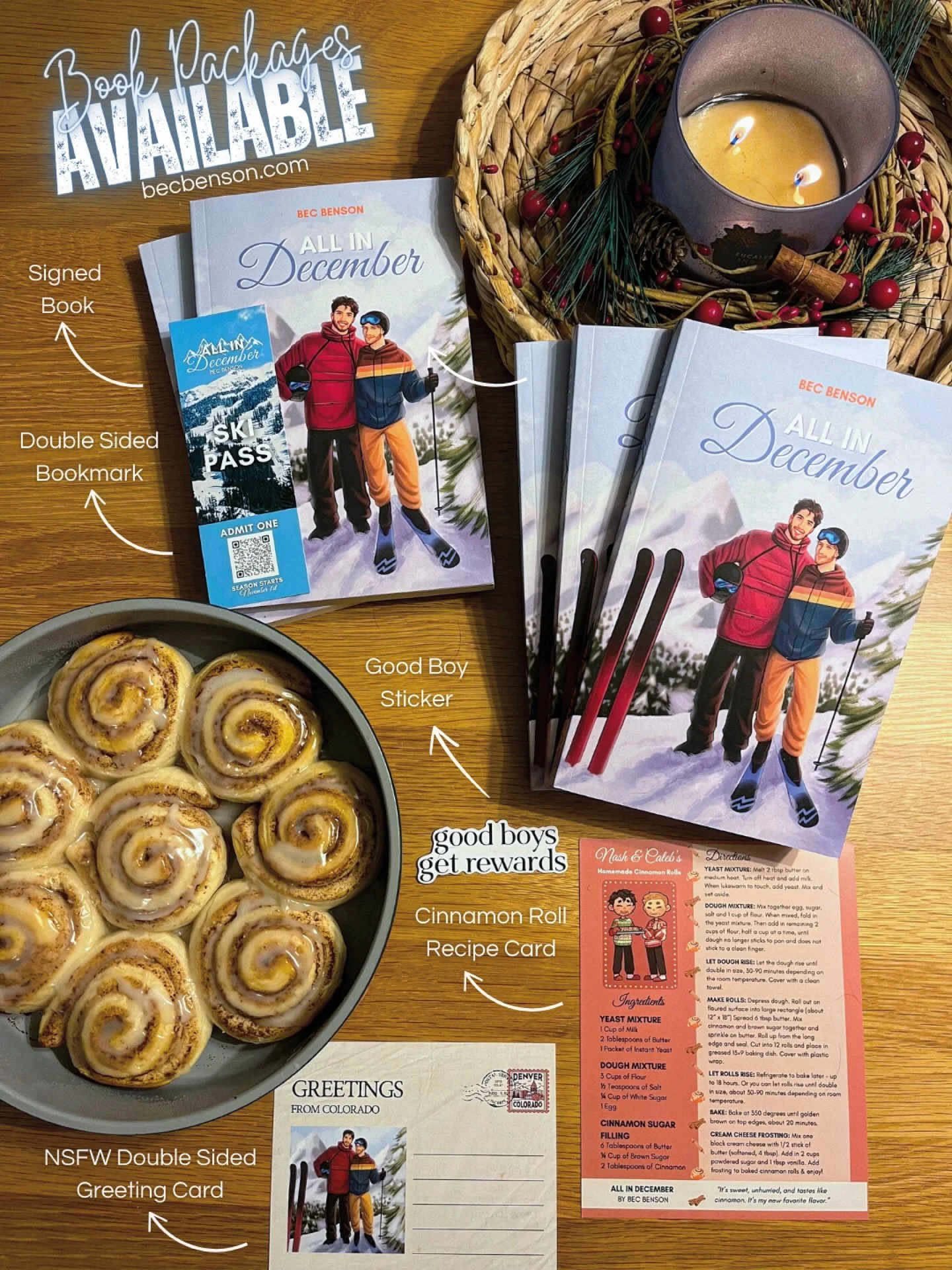 Last day to save 15% on the All in December book package! Use code BLACKFRIDAY on my website becbenson.com/shop 💚❤️ 

❄️ single dads x2
🎿 Christmas + winter vibes 
❄️ only one bed / snowed in
🎿 older MMCs (mid-30s)
❄️ found family 
🎿 mild exhibit