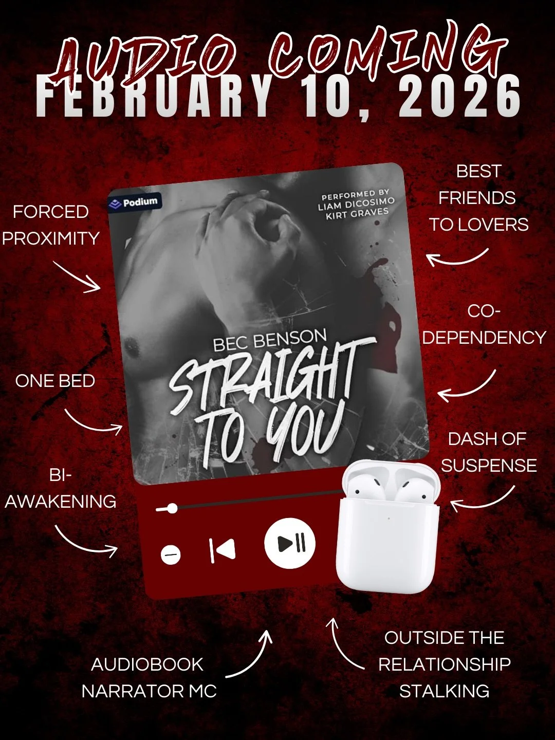 Straight to You is coming to audio 2/10! You can read now on KU!

Pre order here: https://www.audible.com/pd/Straight-to-You-Audiobook/B0GC7BDCV2

🖤 best friends to lovers 
🔪 light suspense 
🖤 one bed 
🔪 outside relationship stalker 
🖤 protectiv