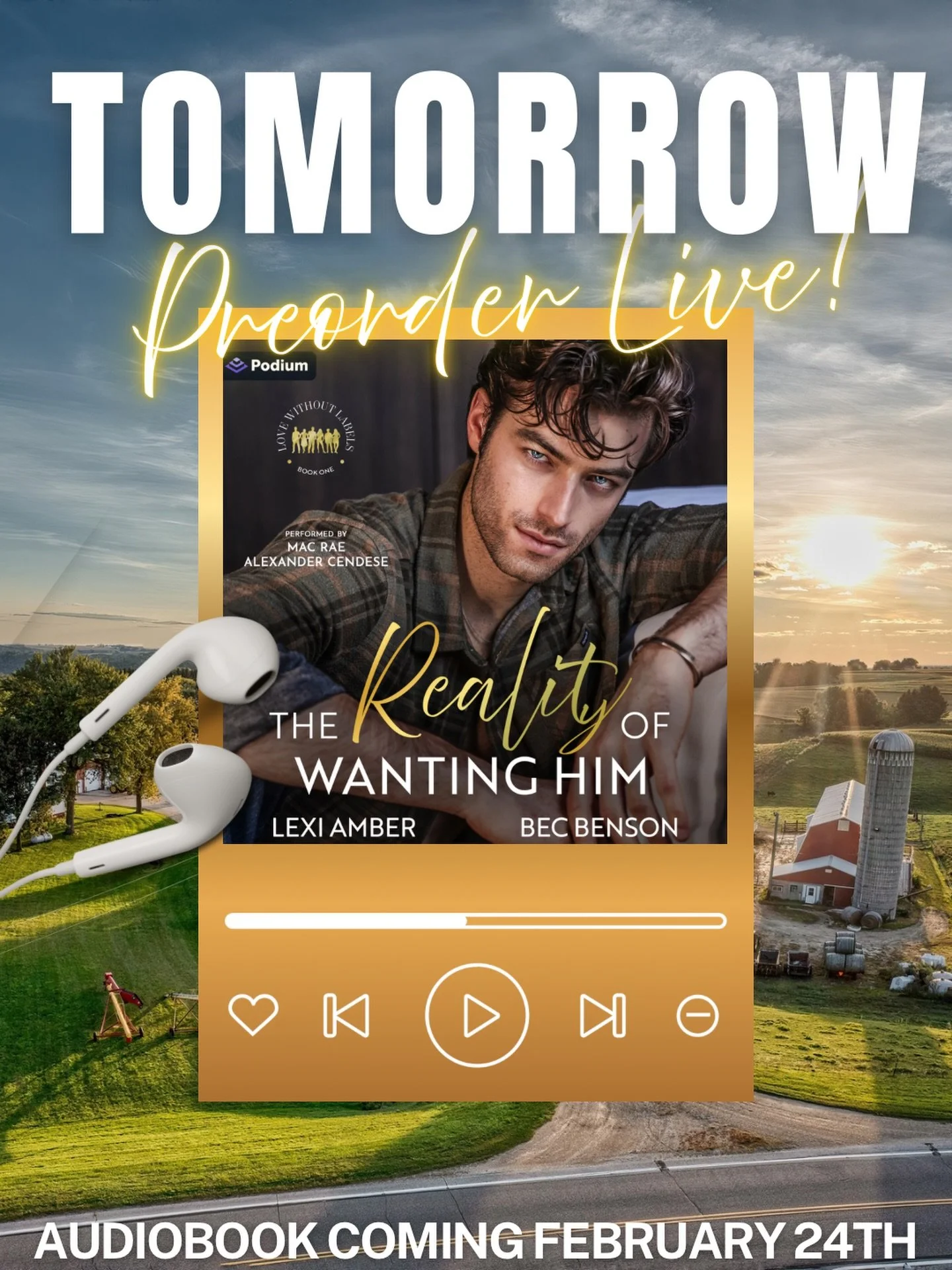 TOMORROW!! We&rsquo;re so excited The Reality of Wanting Him is going to be live!!

You can still pre-order here: https://www.audible.com/pd/The-Reality-of-Wanting-Him-Audiobook/B0GJ75WQNQ 

You&rsquo;ll get to hear Mac Rae bring Liam to life and Ale