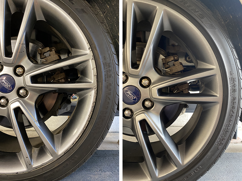 Scraped and scratched rim repair.