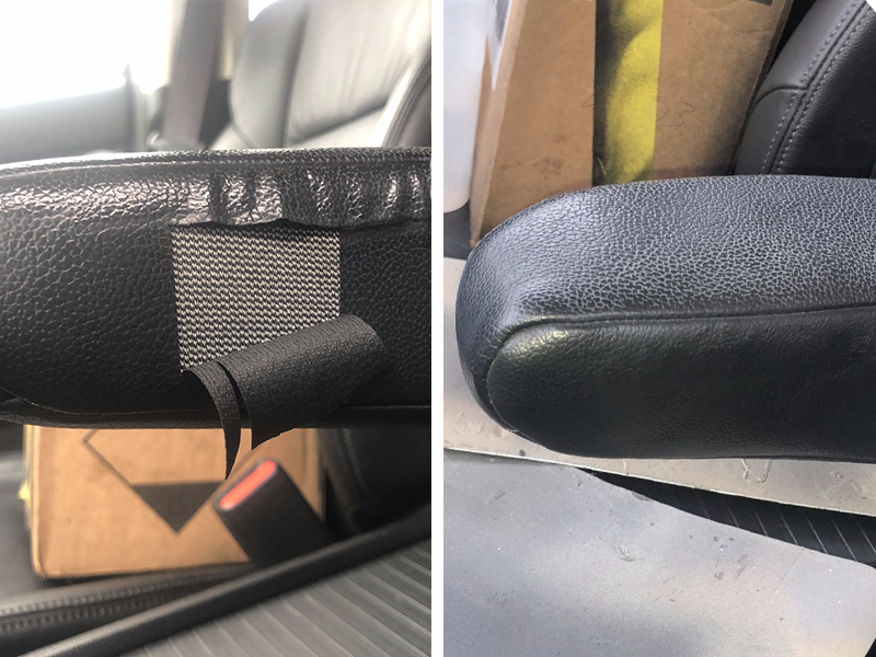 Torn armrest repair.