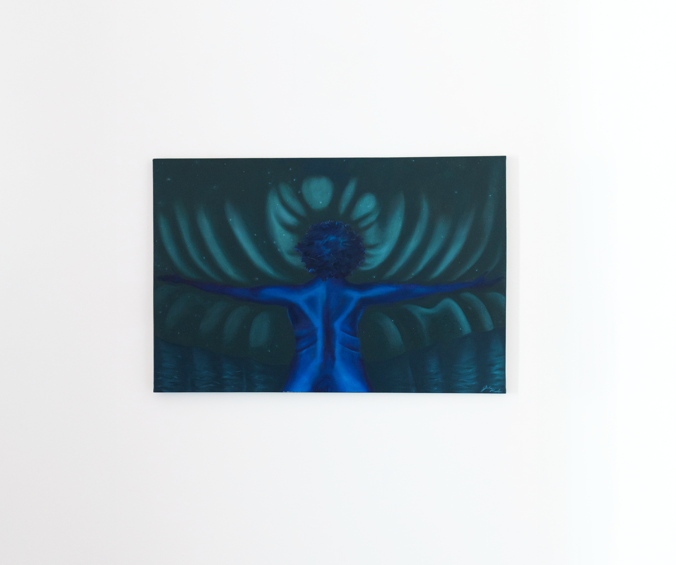 THE SUBLIME 
Justice Henderson
Oil on canvas
24x36 | $750
The purpose of this painting is to reimagine this concept through a Black lens, considering the natural landscape as a complex historical site for death and life, anxiety and hope, escape and 