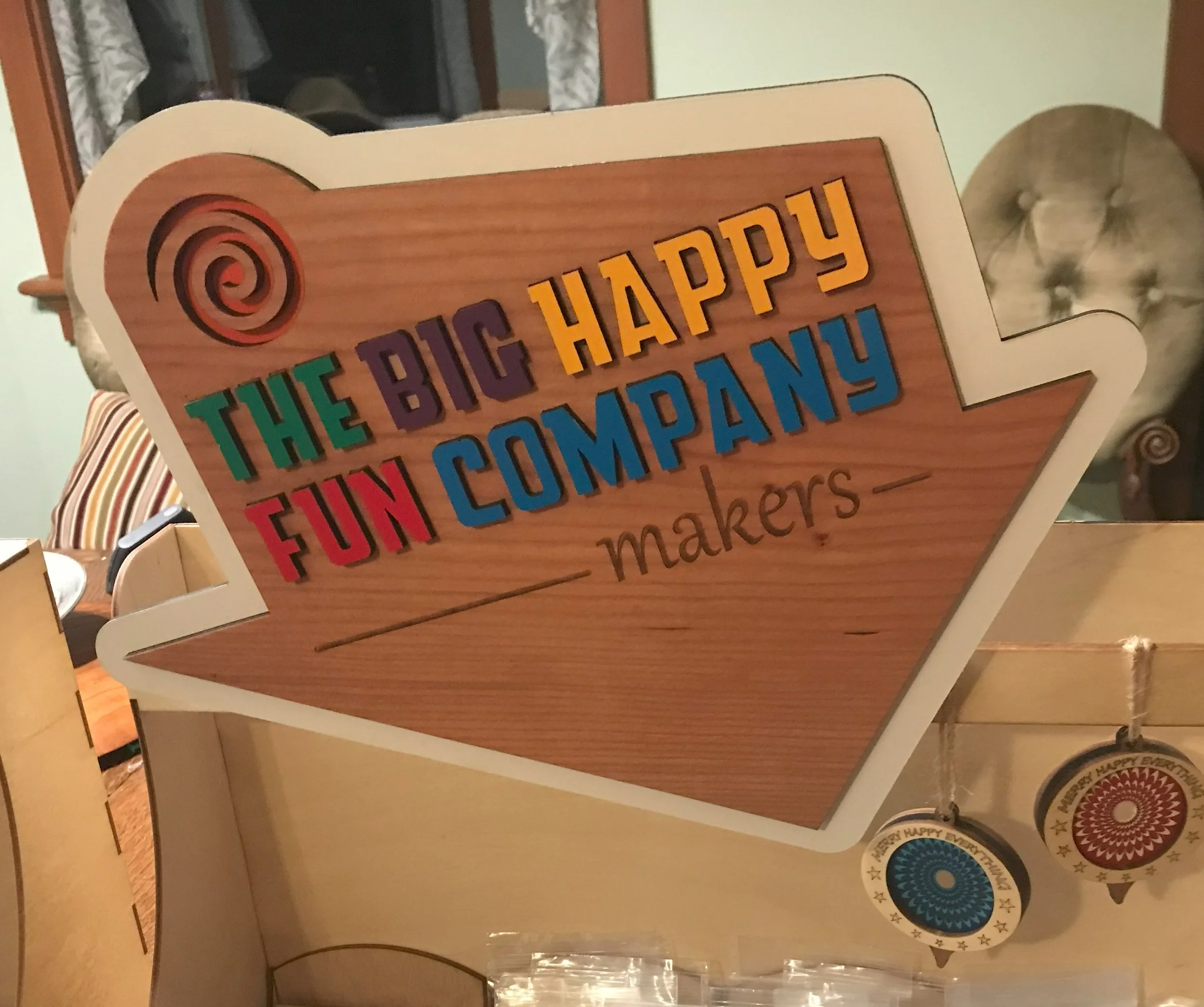 Store Display Sign, Layered Wood, Vinyl