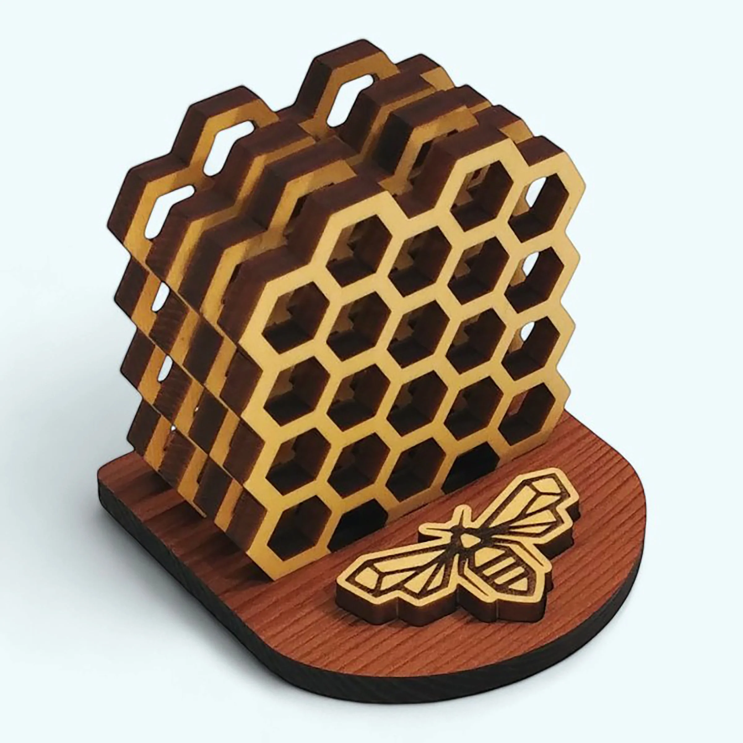 Bee Hive Coasters Yellow Red Cedar.jpg