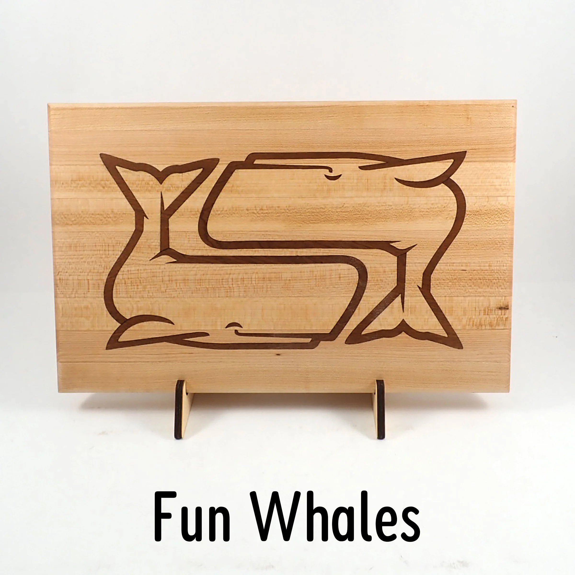 Maple Cutting Board Inlaid Sapele Whales Display