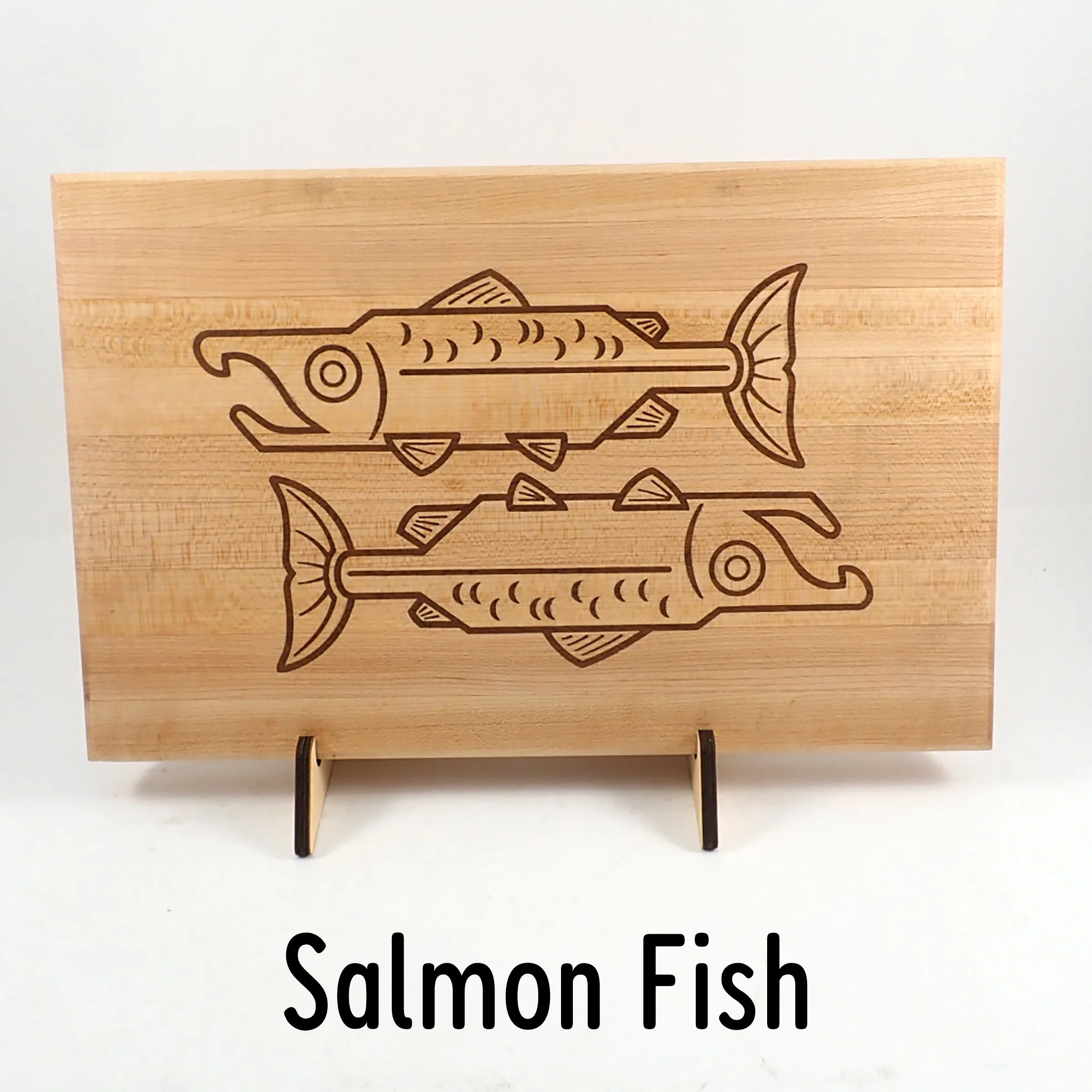Maple Cutting Board Inlaid Sapele Salmon Display