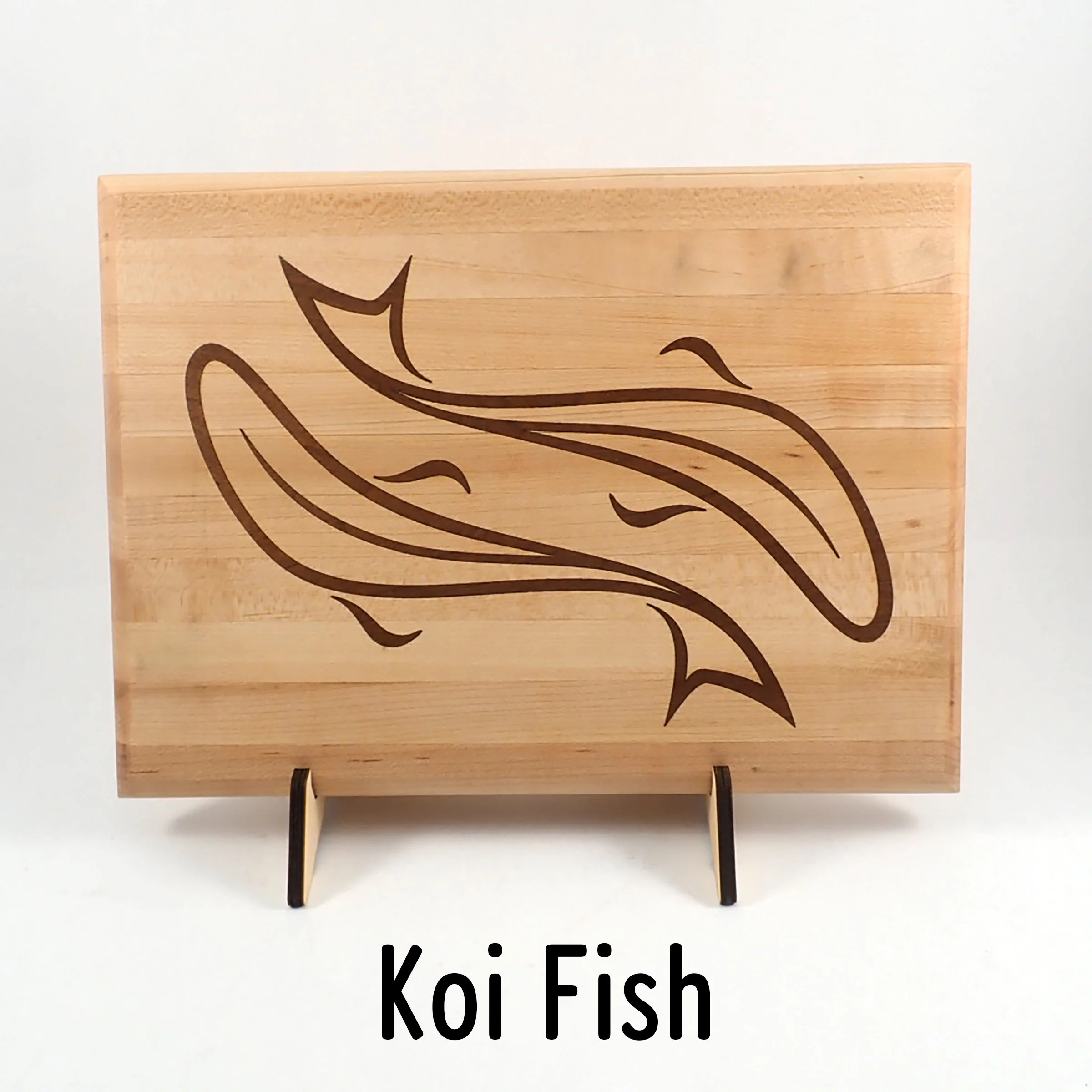 Maple Cutting Board Inlaid Sapele Koi Display