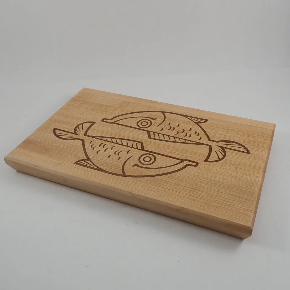 Happy Fish Inlaid Maple Cutting Board