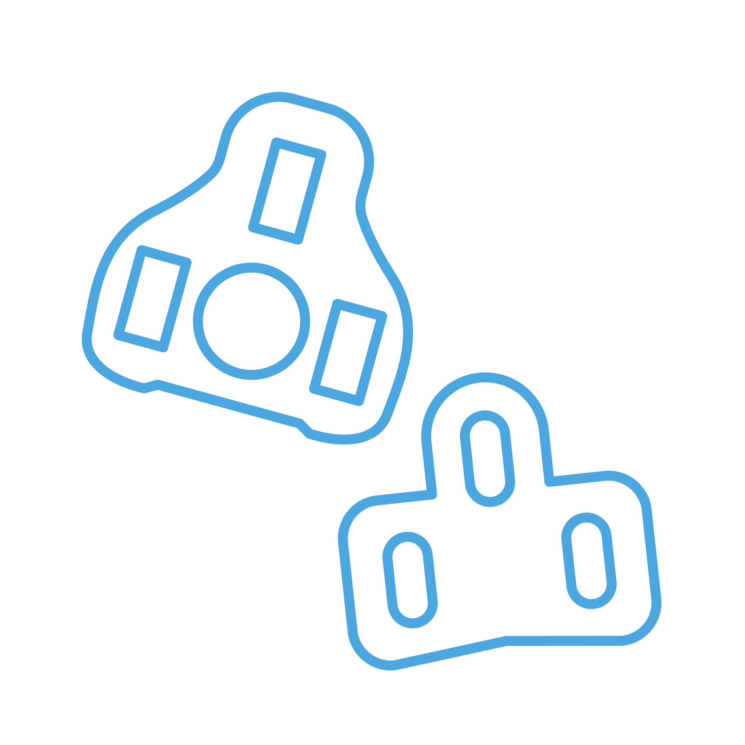 Line drawing of cycling cleats in blue