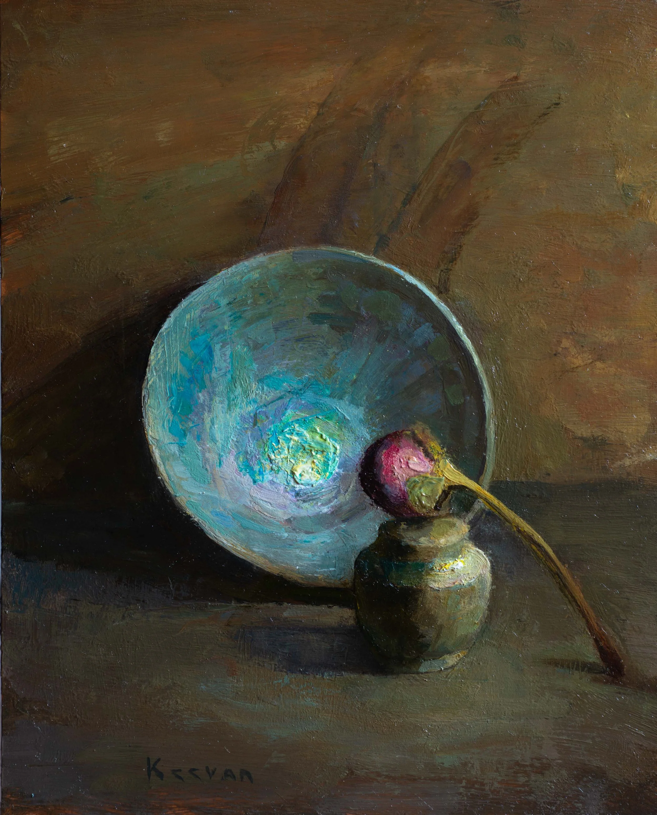 Ancient Pottery and Peony Bud