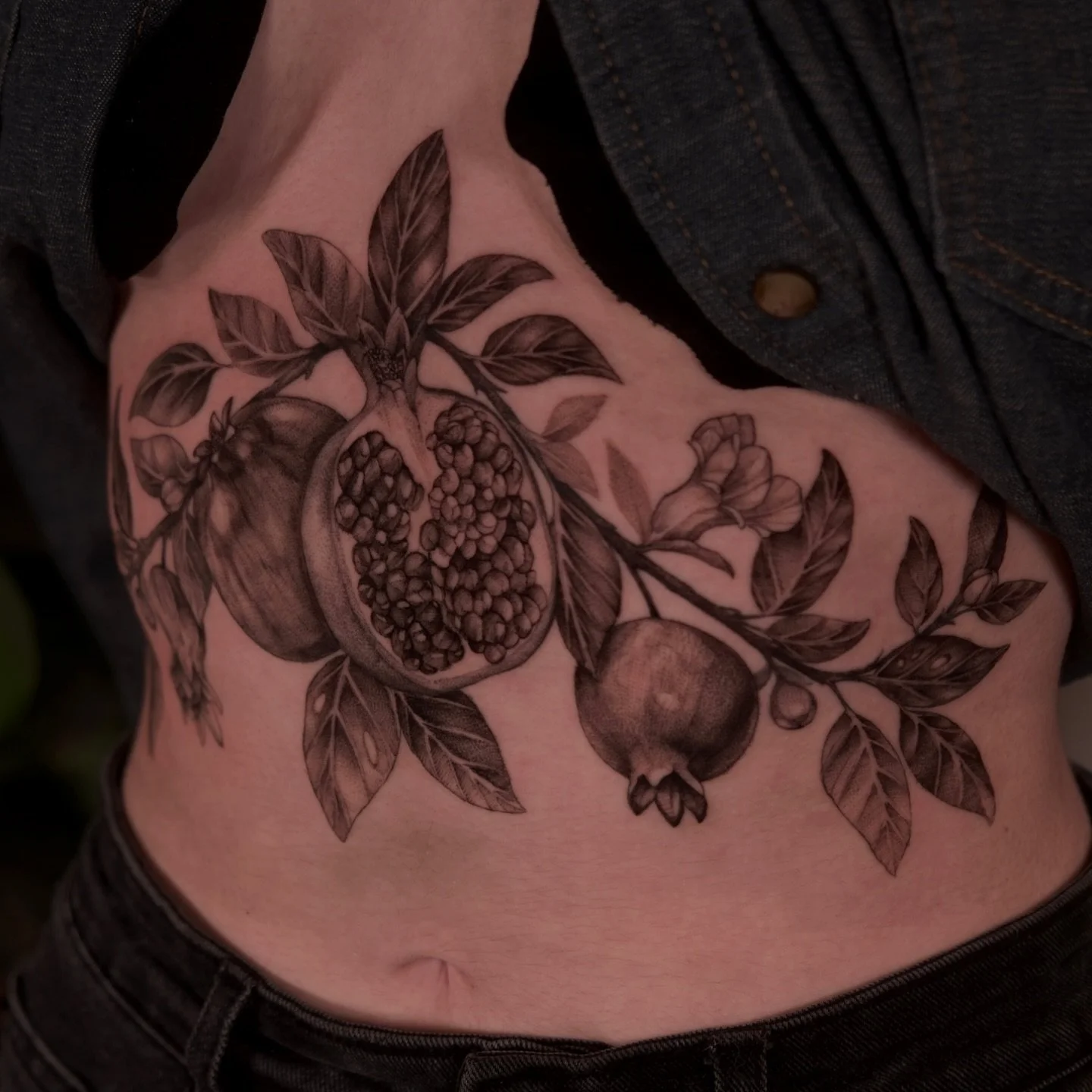 Pomegranate sternum piece done @theterracestudio