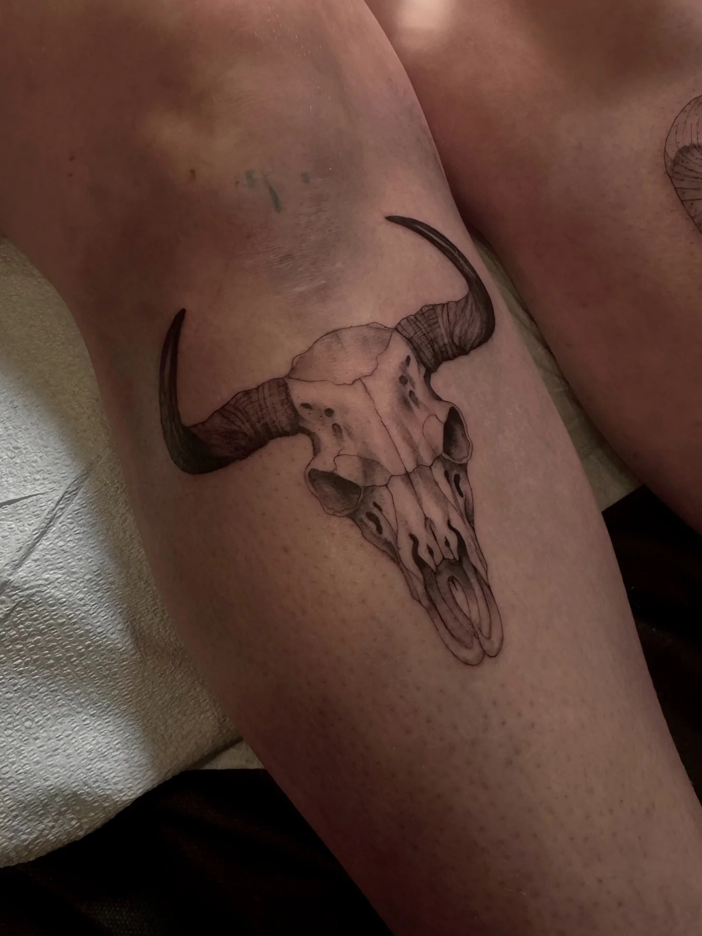 One of two matching skull on shins 
@theterracestudio 

I still have some spots in January for booking. Email/submit a booking request form on my website to inquire for a custom or pre drawn piece to start off the new year ✨