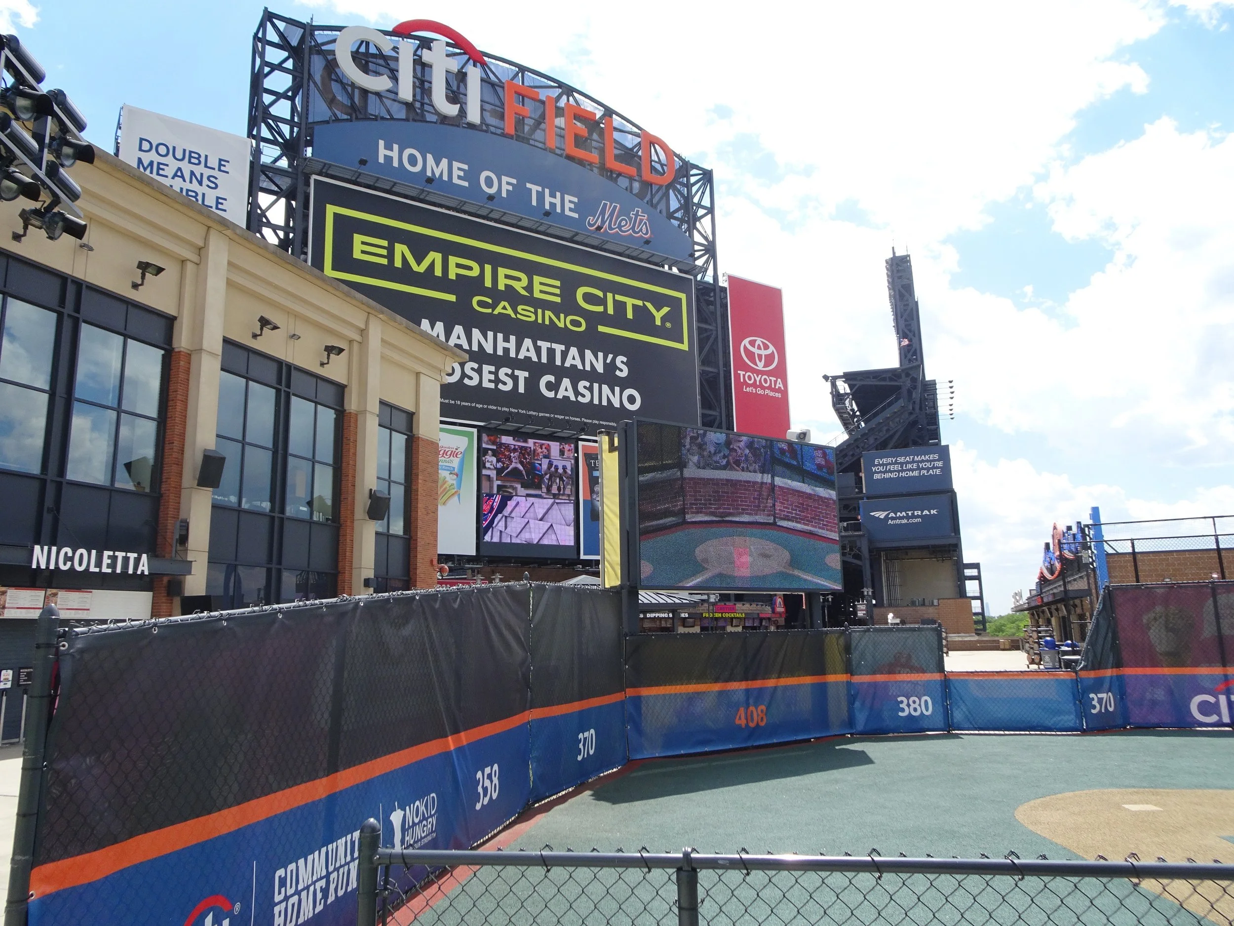 Little Citi Field – The back side of the Citi Field video board reflects the front side, as kids can play the game if they want a break from watching the game.