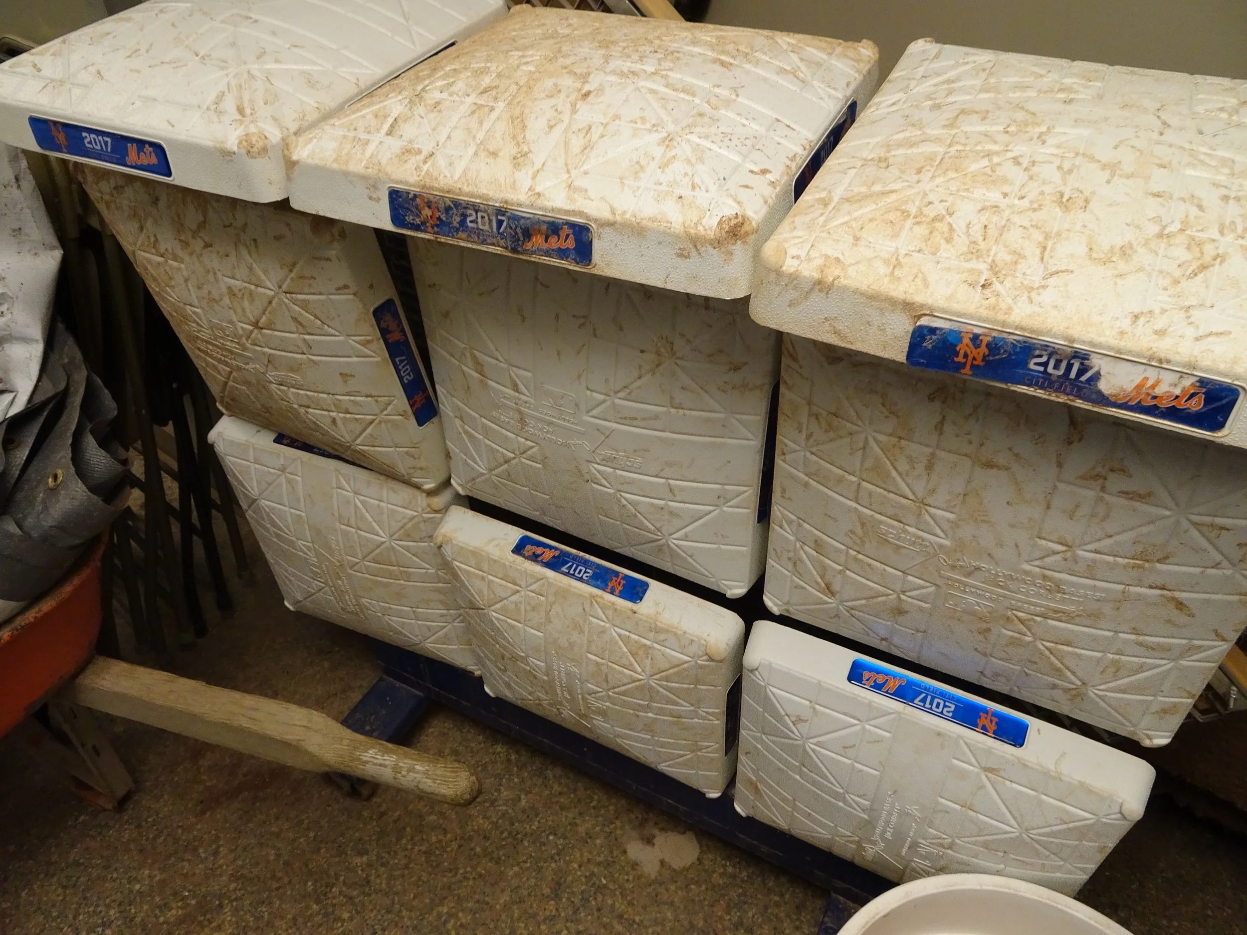 Game Used Bases - These nine bases were used in a game between the Mets and Pittsburgh Pirates on June 2nd, 2017. The three bases are changed every three innings.