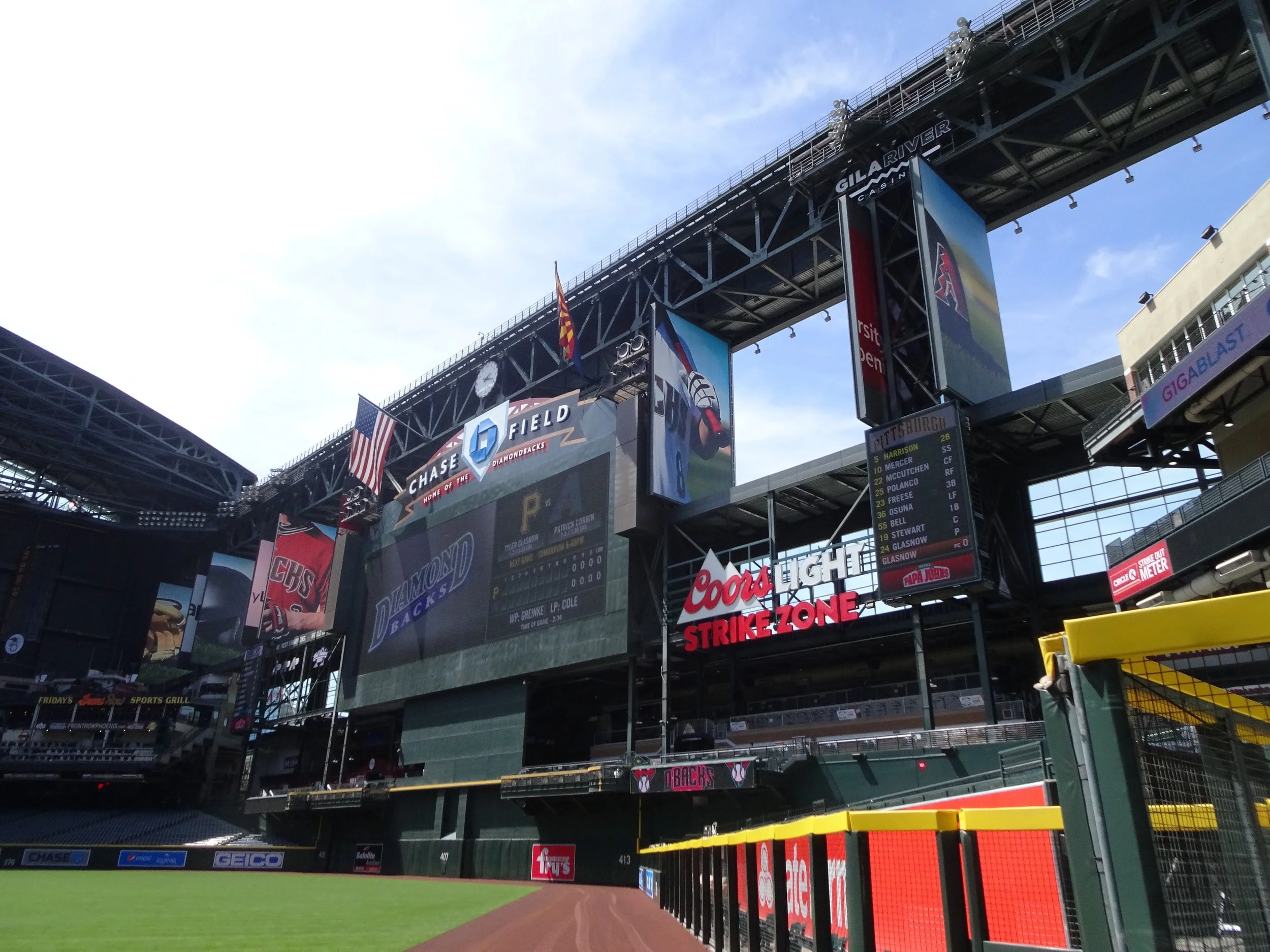 The “Windows” at Chase Field – In an effort to allow air and natural light to flow while keeping ballpark attendees shielded from the hot desert sun, Chase Field has “windows” in the outfield. 
