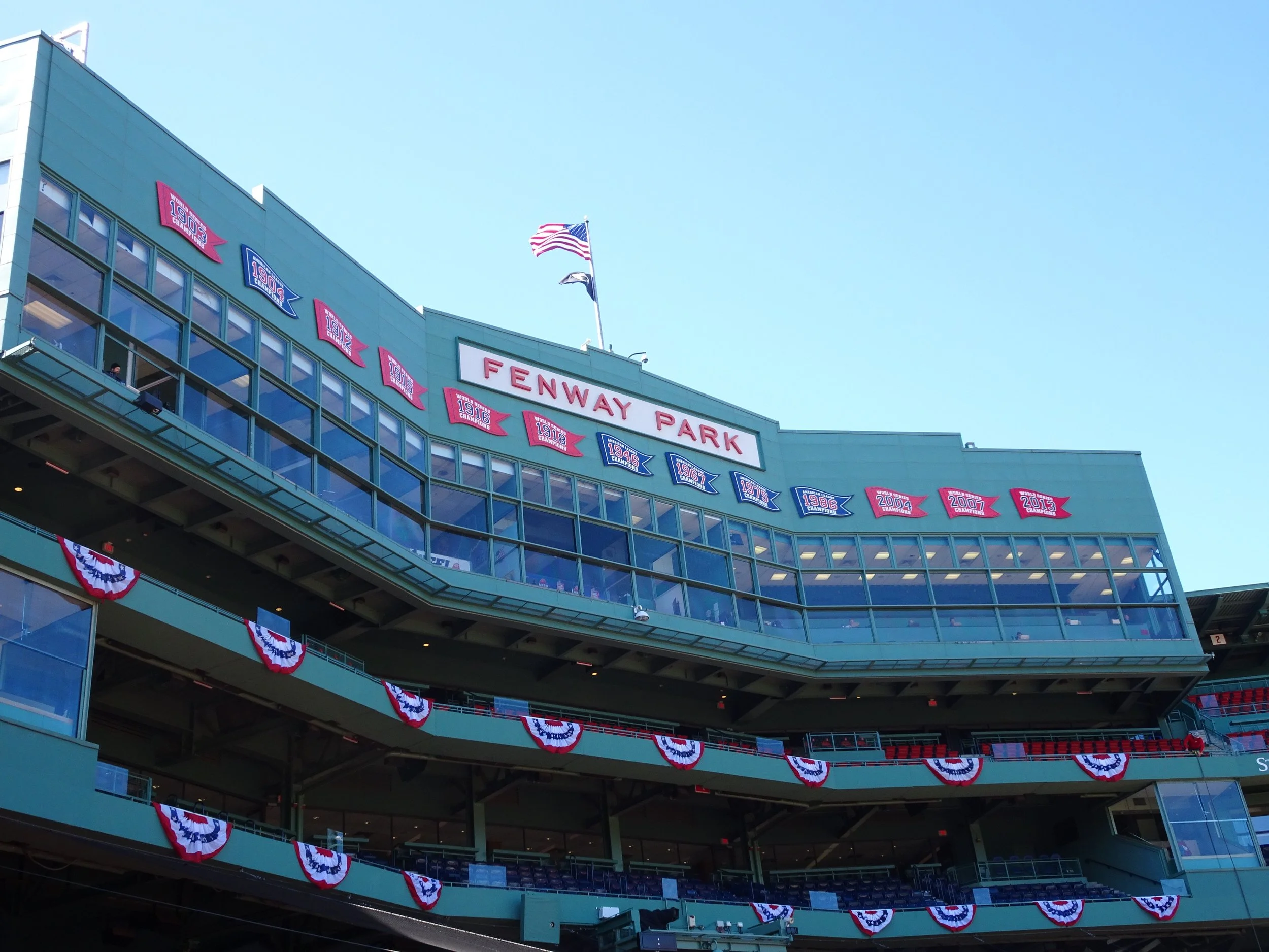   The Press Box  – Vintage facing of the press box at Fenway Park.&nbsp; 