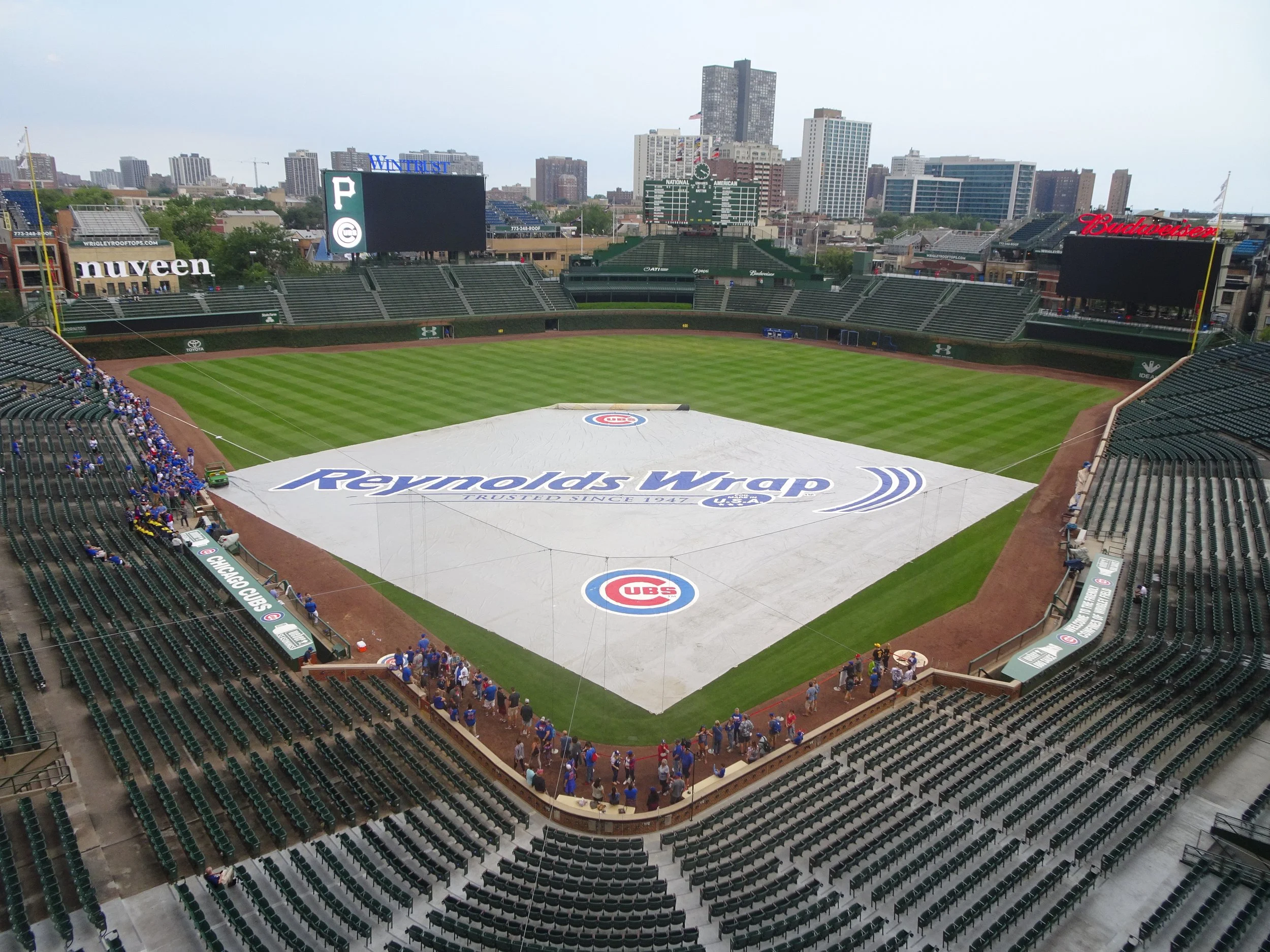  Reyolds Wrap! – Interesting use of a sponsor for your infield tarp! 