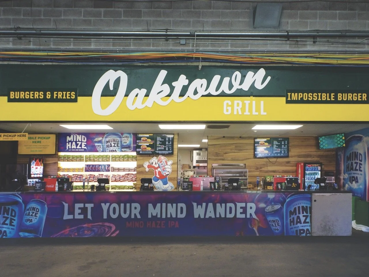  Oaktown Grill&nbsp;– Basic, yet cool in the A’s colors, the Oaktown Grill sat along the 1st&nbsp;base line at the Coliseum, where fans can grab a burger and a beer for the game.&nbsp;&nbsp; 