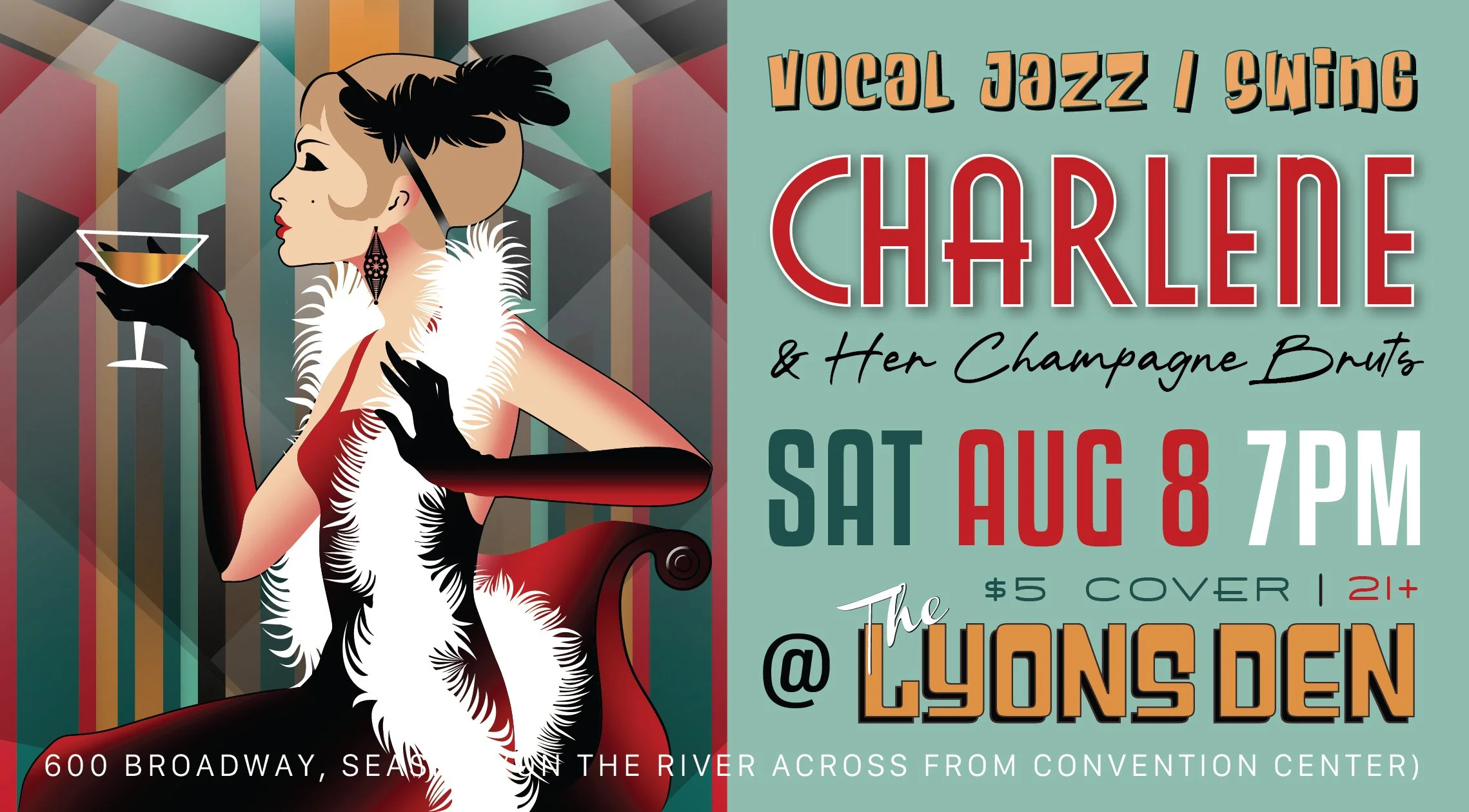 Charlene and Champagne Bruts Event Flyer