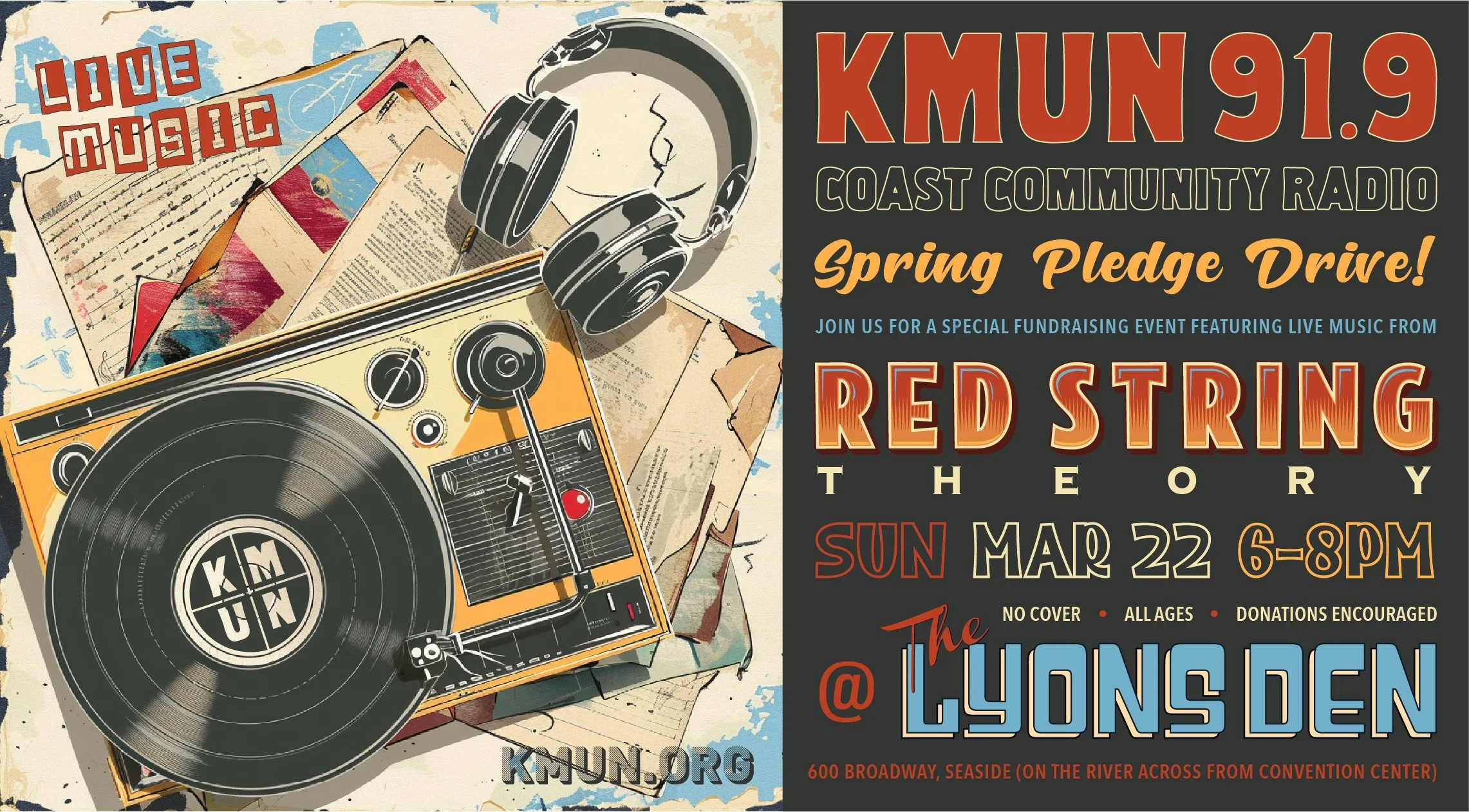 KMUN Pledge Drive Event Flyer