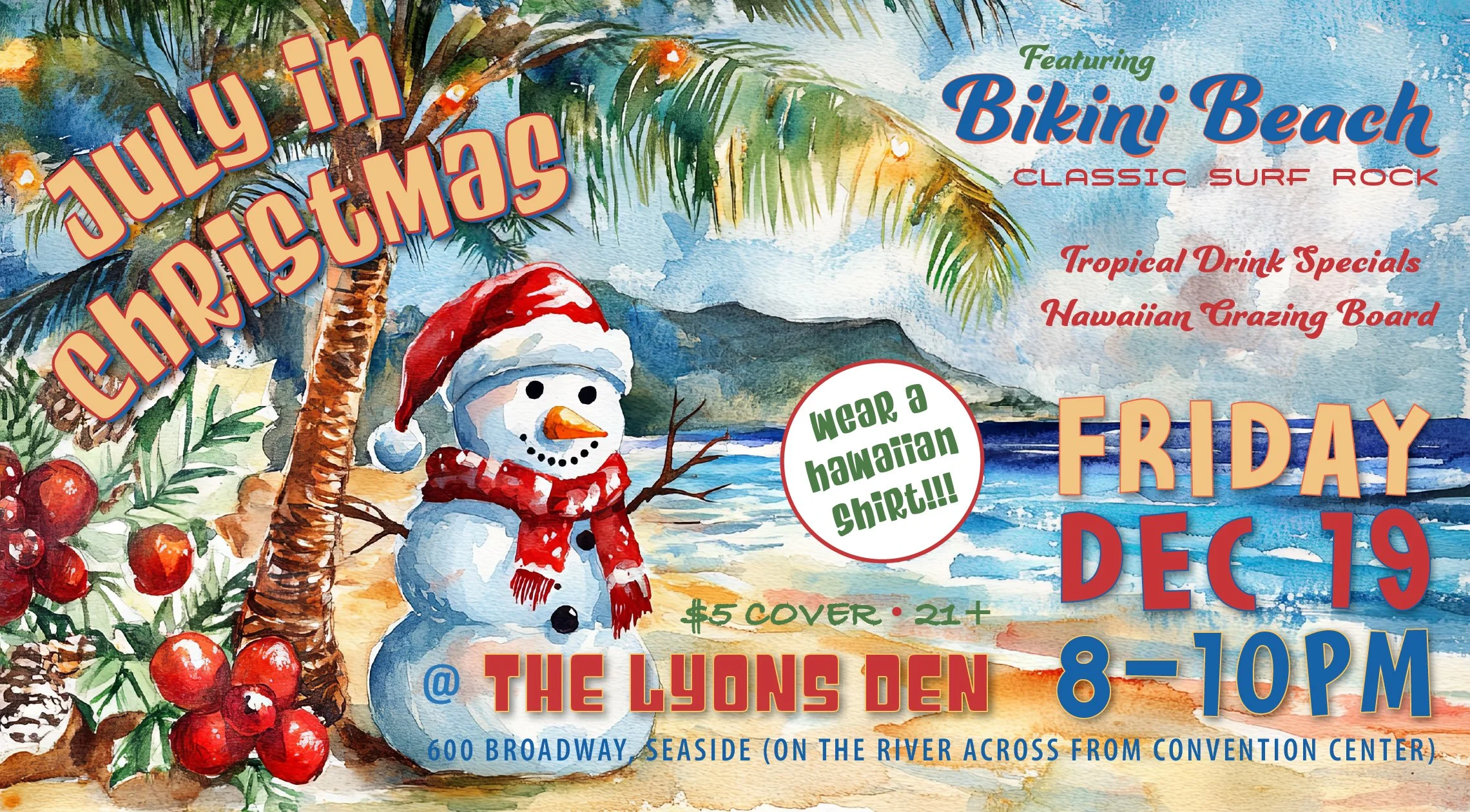 "July in Christmas" Party feat. Bikini Beach (Classic Surf Rock) LIVE @ The Lyons Den