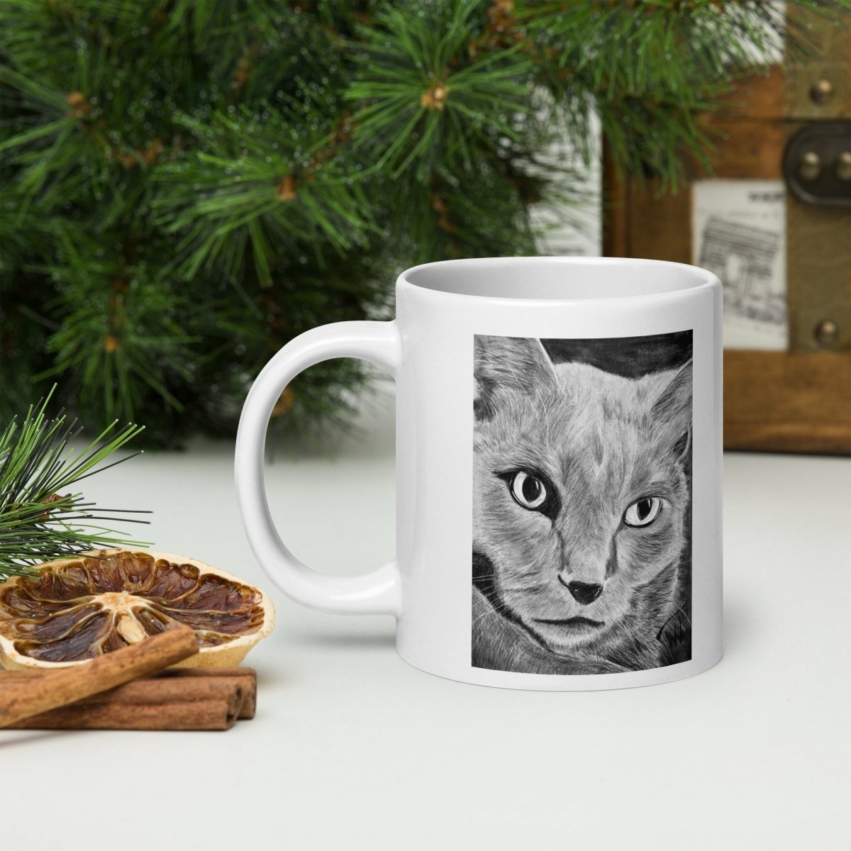 Stunning Loki Cat print on white glossy mug - Walter Telemans Art Studio