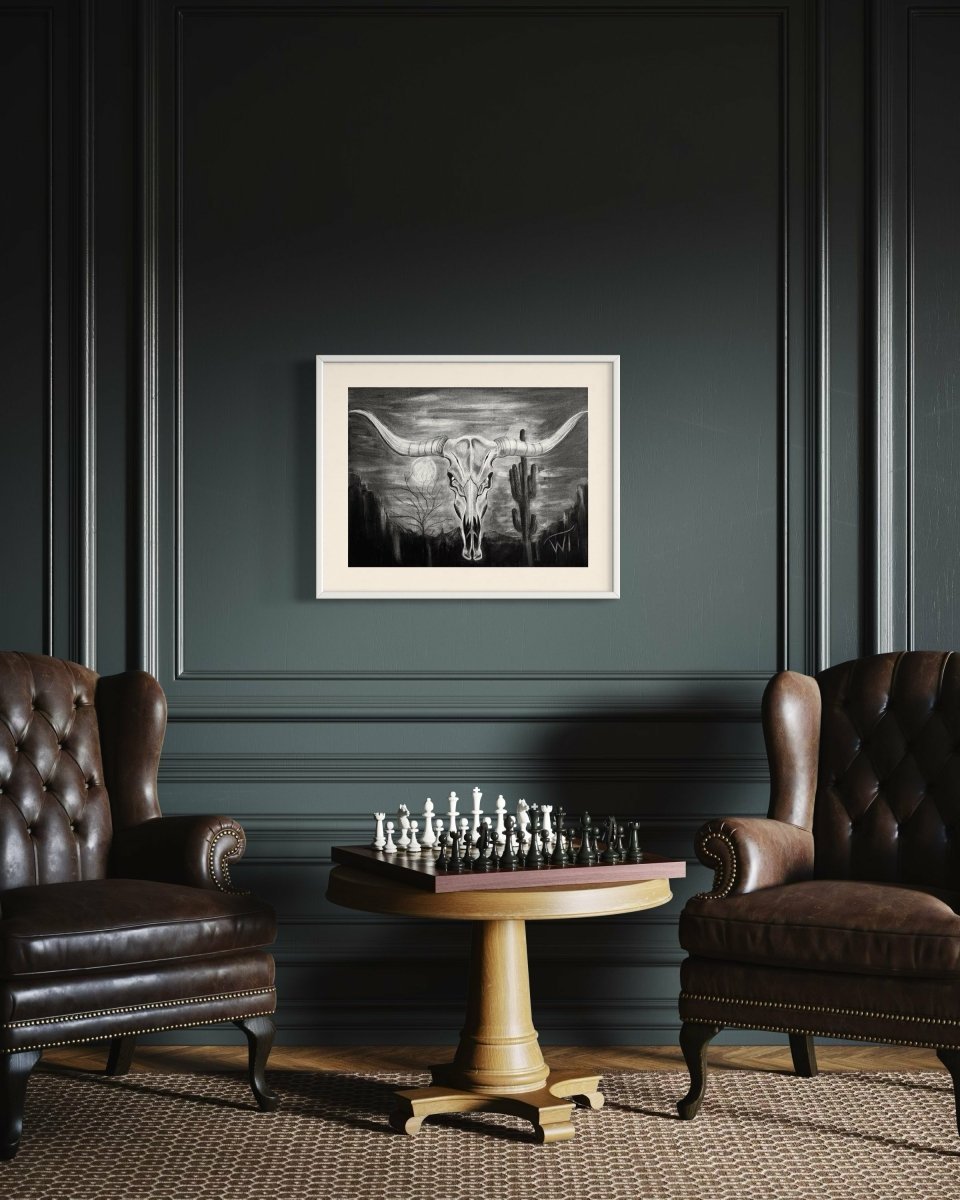 Saguaro Desert Skull Moon print - Japanese Pearl Luster - Walter Telemans Art Studio