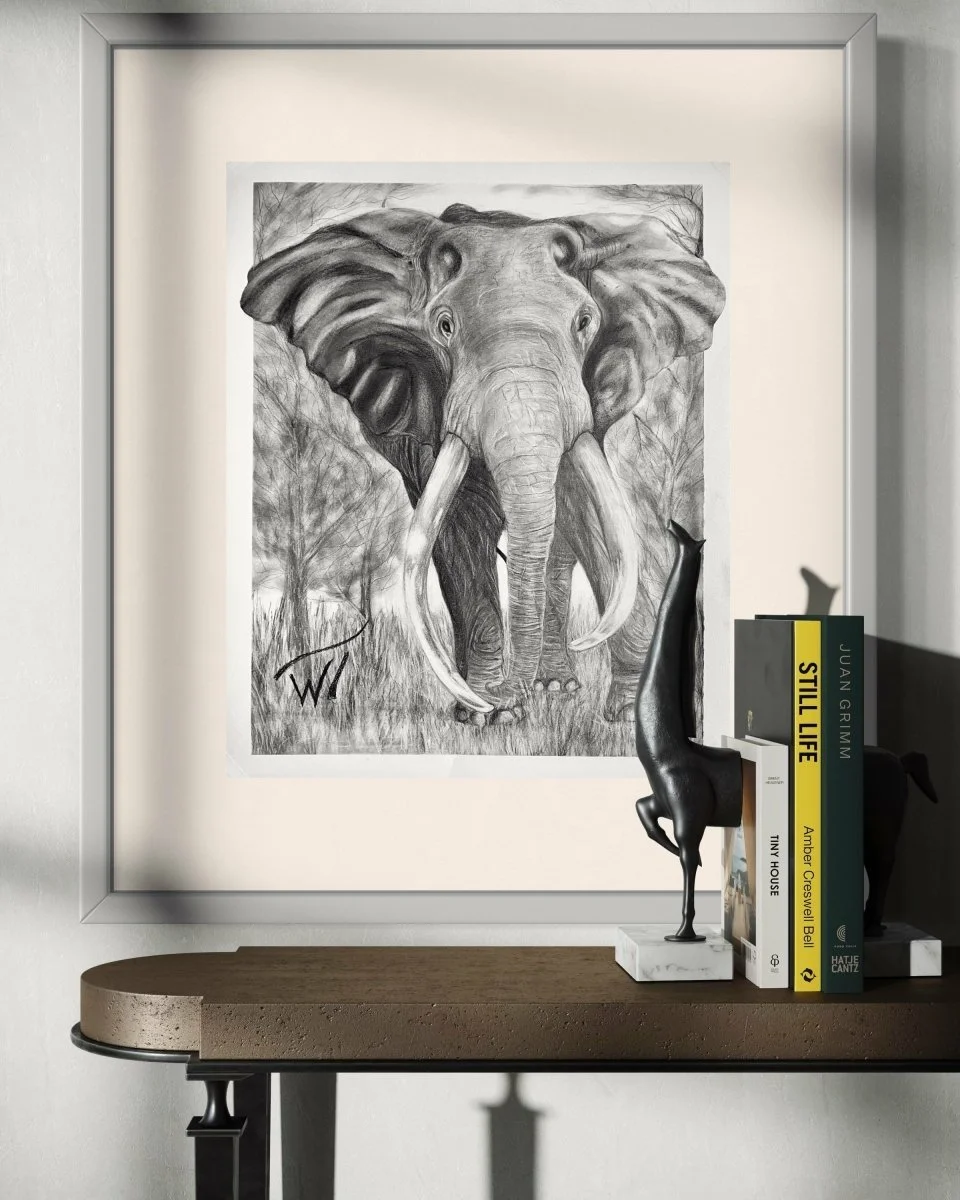 WTart-African Elephant Print - Japanese Pearl Luster Paper